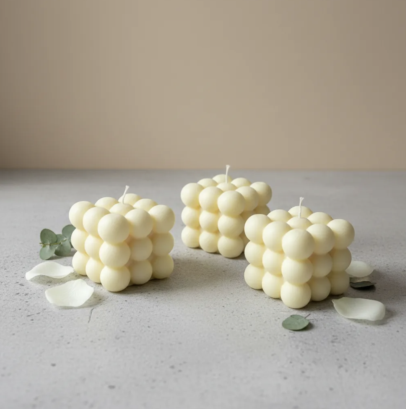 Set 3 velas Burbujas geometricas adorno moderno 6 cm-4