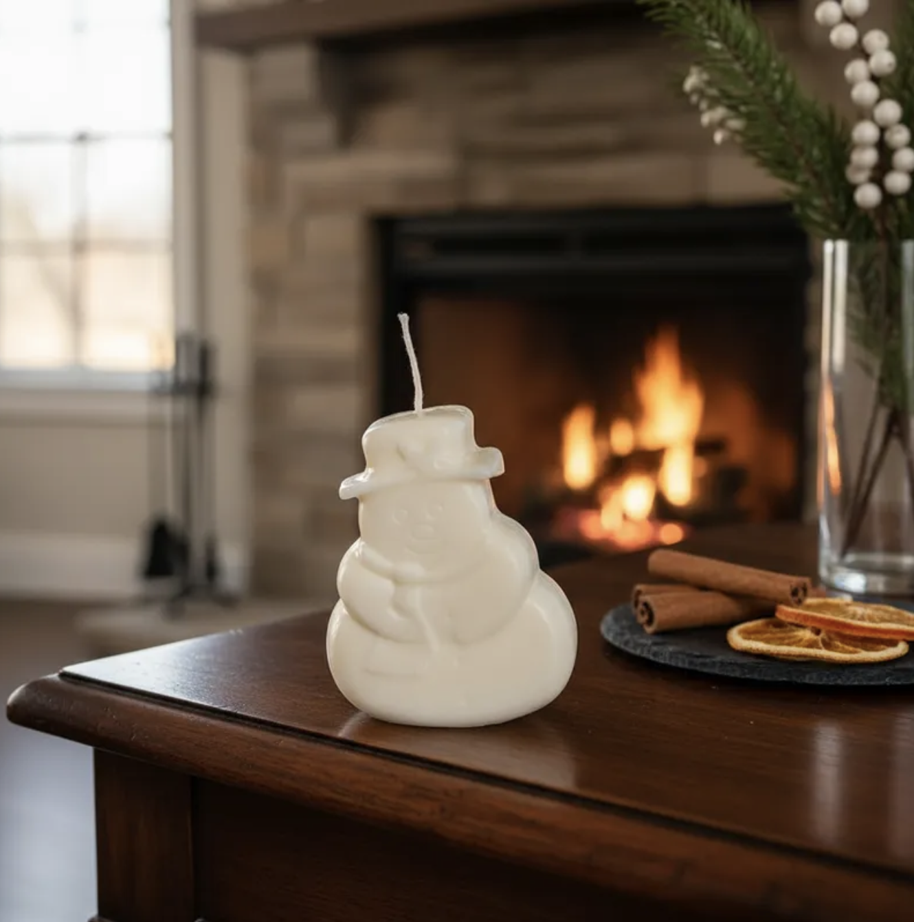 Vela navidad de soja mono de nieve para navidad diseño Snowman 8 cm de alto-2