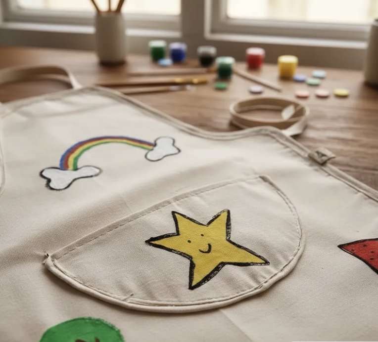 Delantal cocina niño pintado a mano 100 algodón talla única 3 a 7 años-4