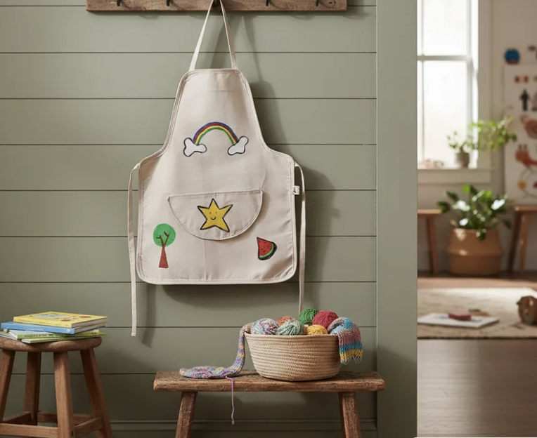 Delantal cocina niño pintado a mano 100 algodón talla única 3 a 7 años-6