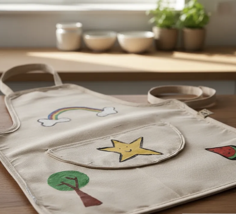 Delantal cocina niño pintado a mano 100 algodón talla única 3 a 7 años-7