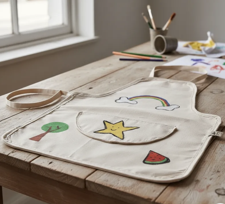 Delantal cocina niño pintado a mano 100 algodón talla única 3 a 7 años-2