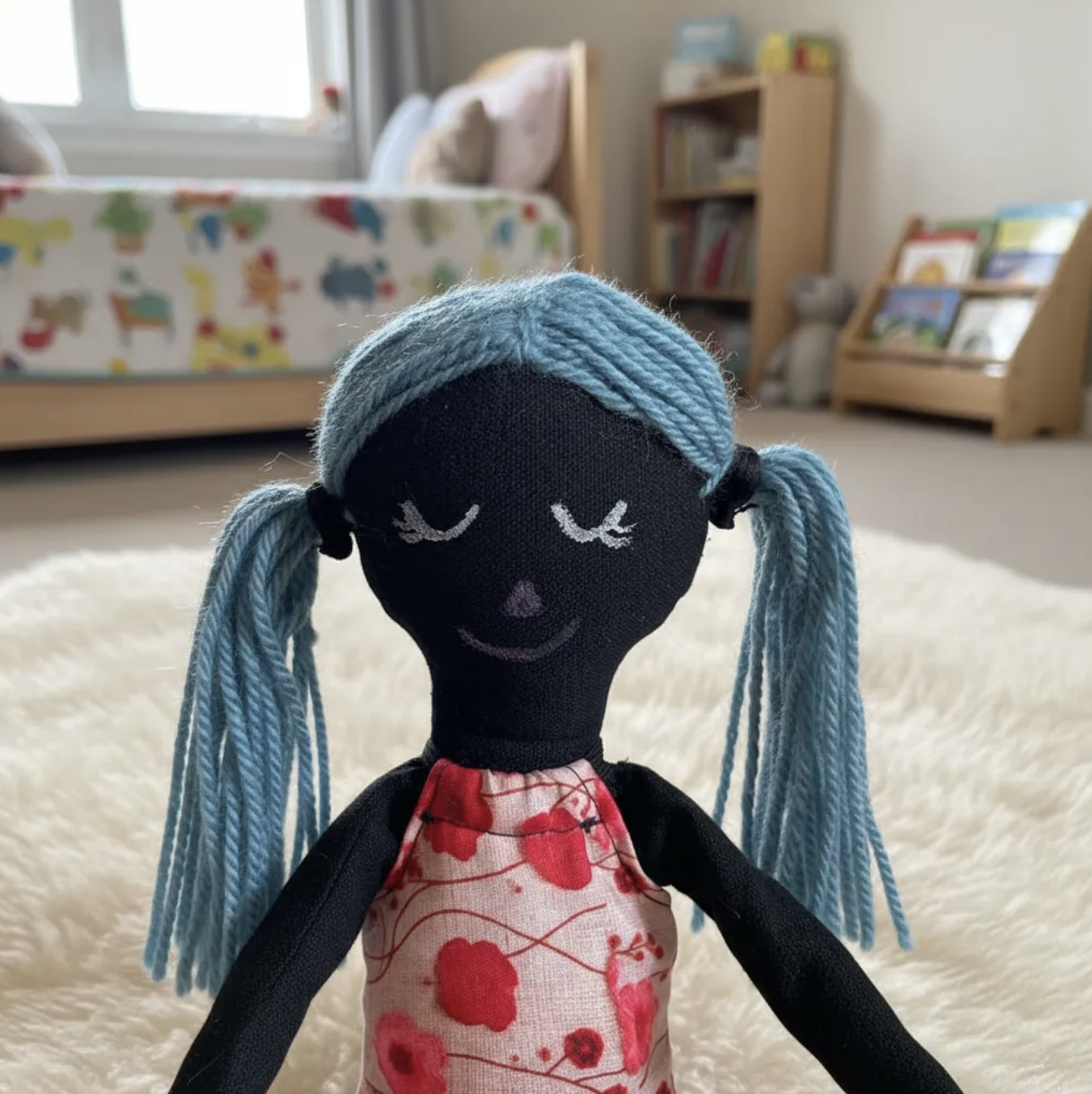 Mi primera muñeca color María Waldorf-Montessori Inclusión lona relleno antialérgico pintada a mano-2