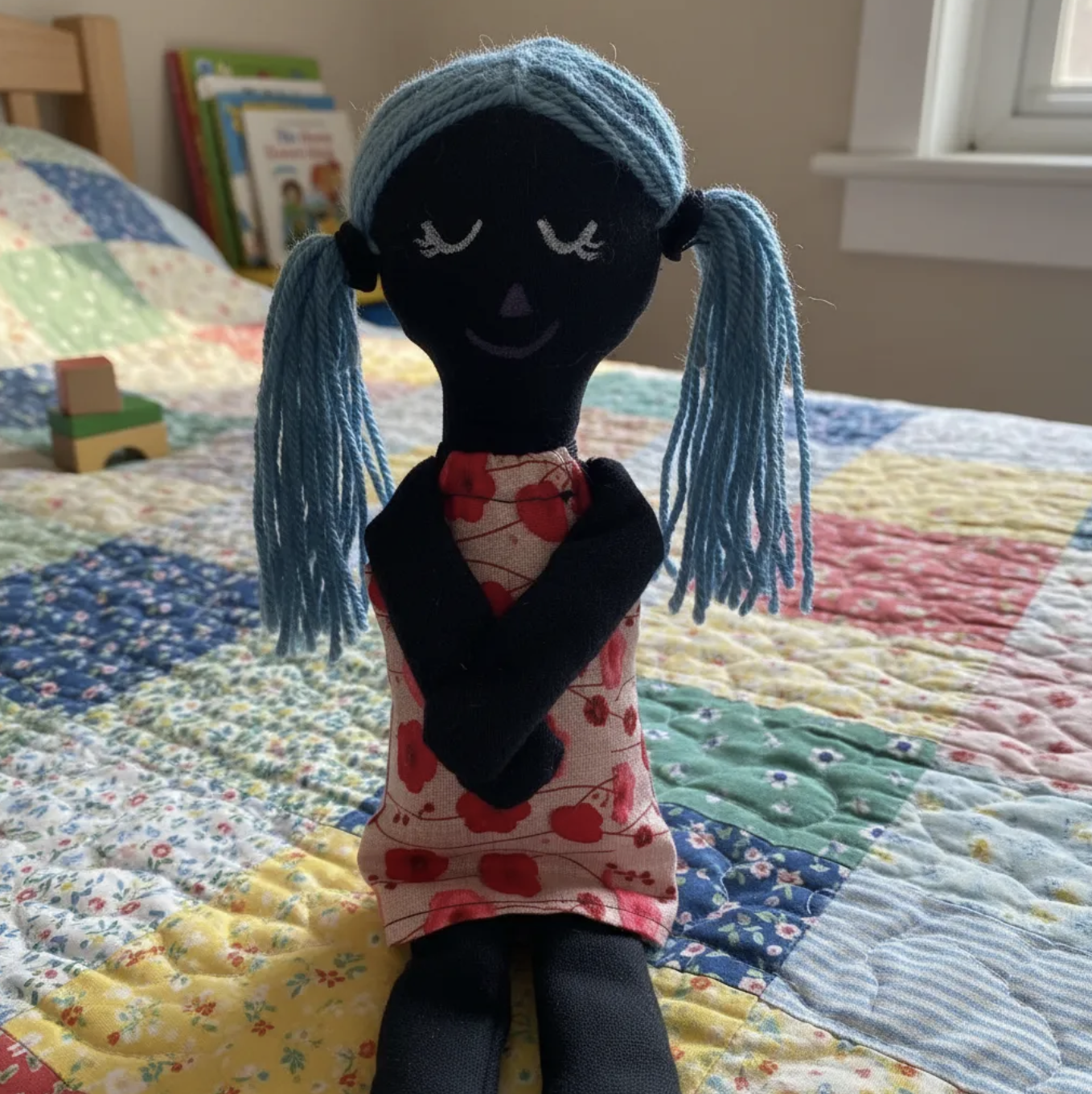 Mi primera muñeca color María Waldorf-Montessori Inclusión lona relleno antialérgico pintada a mano-7