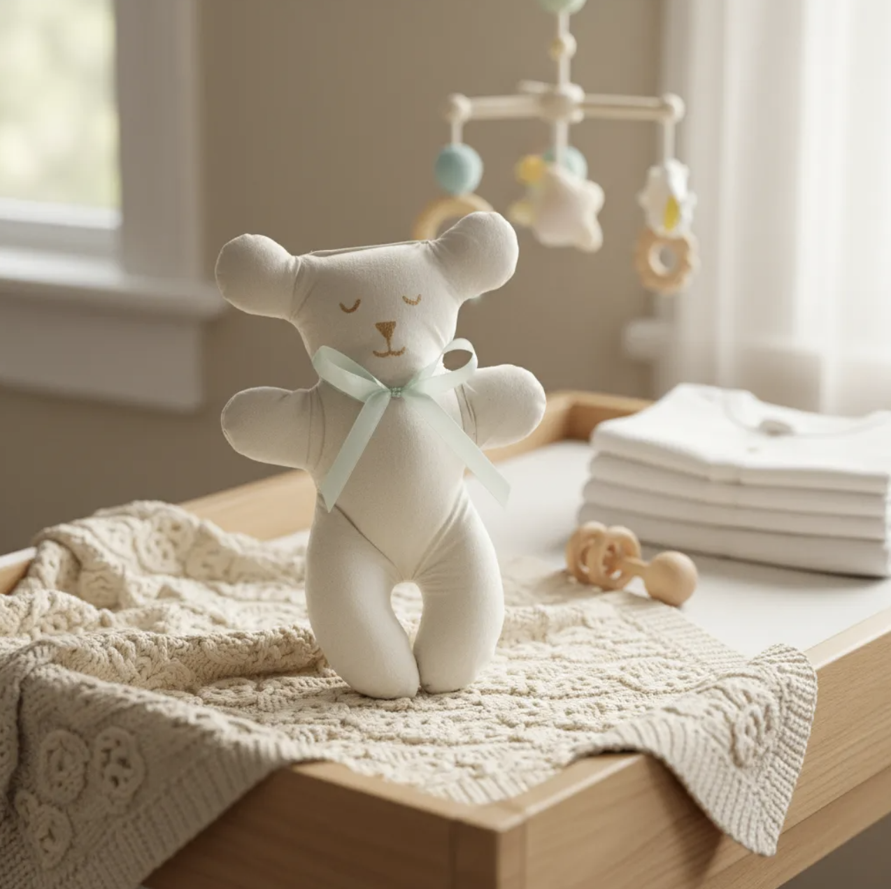 Mi primer oso de peluche en 100% algodón con relleno antialérgico 22 cm Artesanal-7