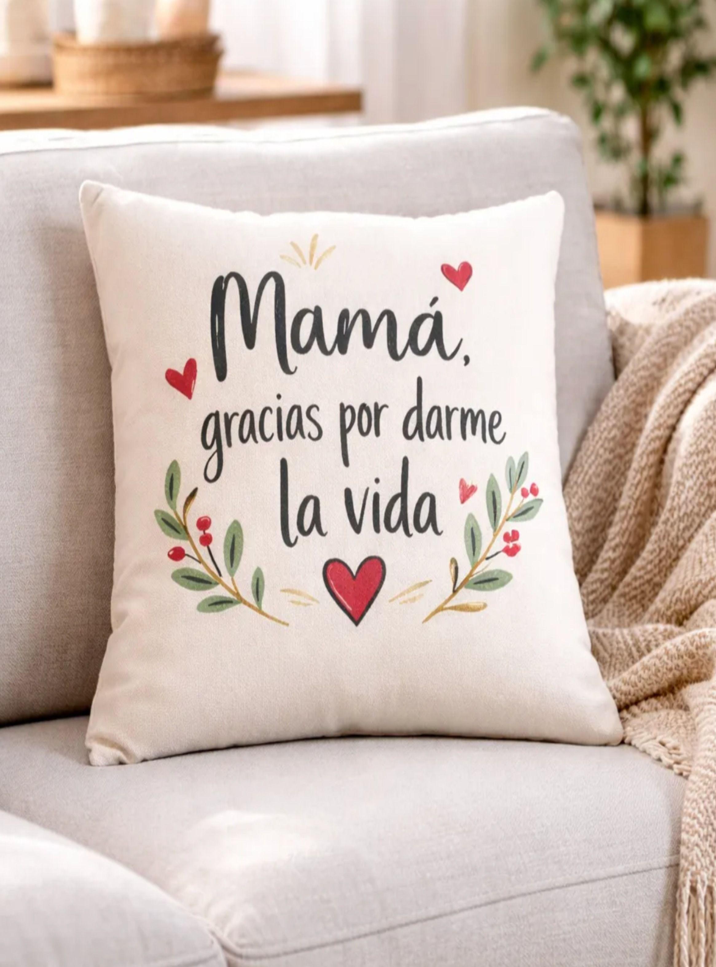 Cojín mamá pintado a mano lona 30 cm Día de la Madre-2