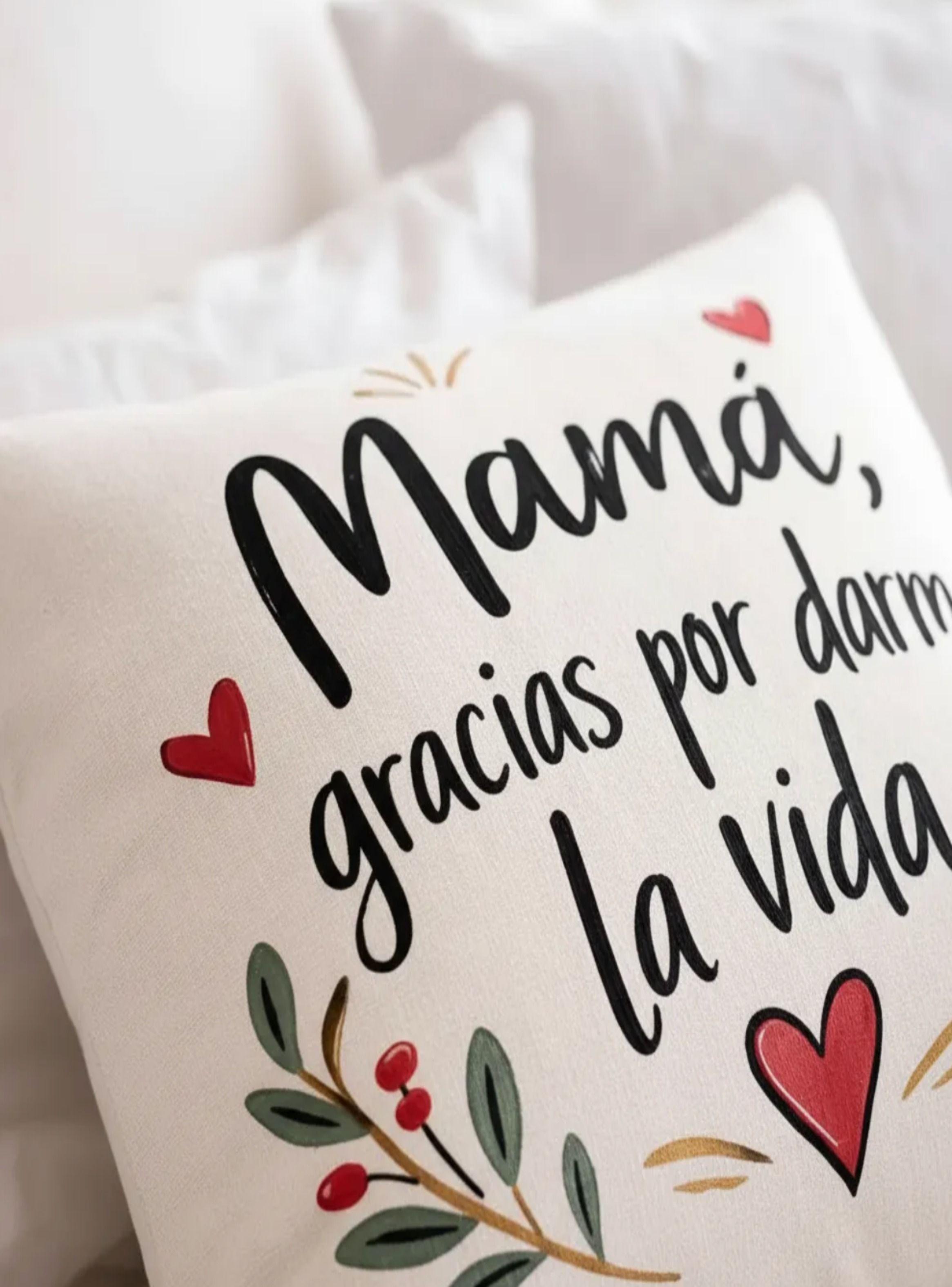 Cojín mamá pintado a mano lona 30 cm Día de la Madre-3