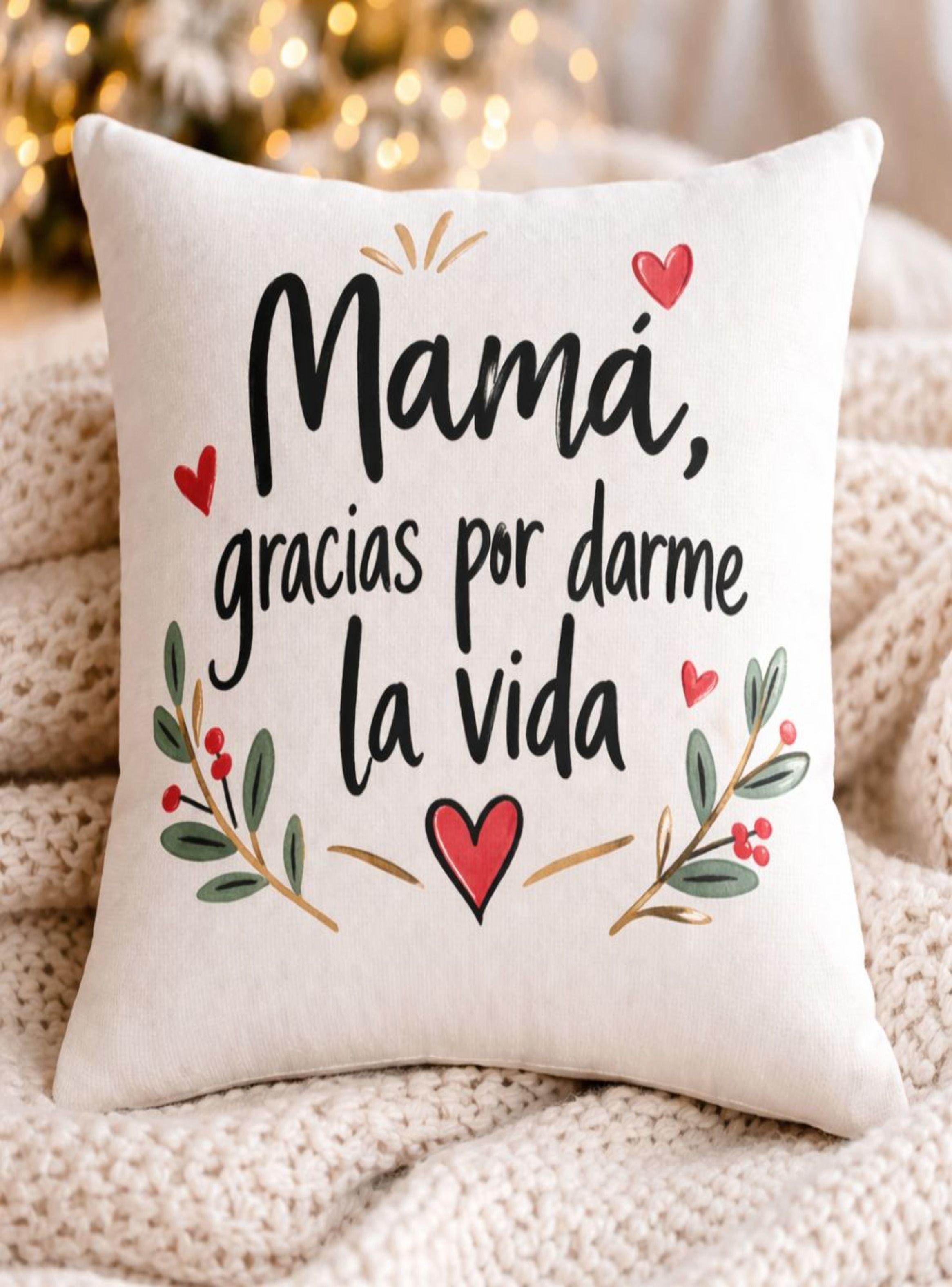 Cojín mamá pintado a mano lona 30 cm Día de la Madre-4