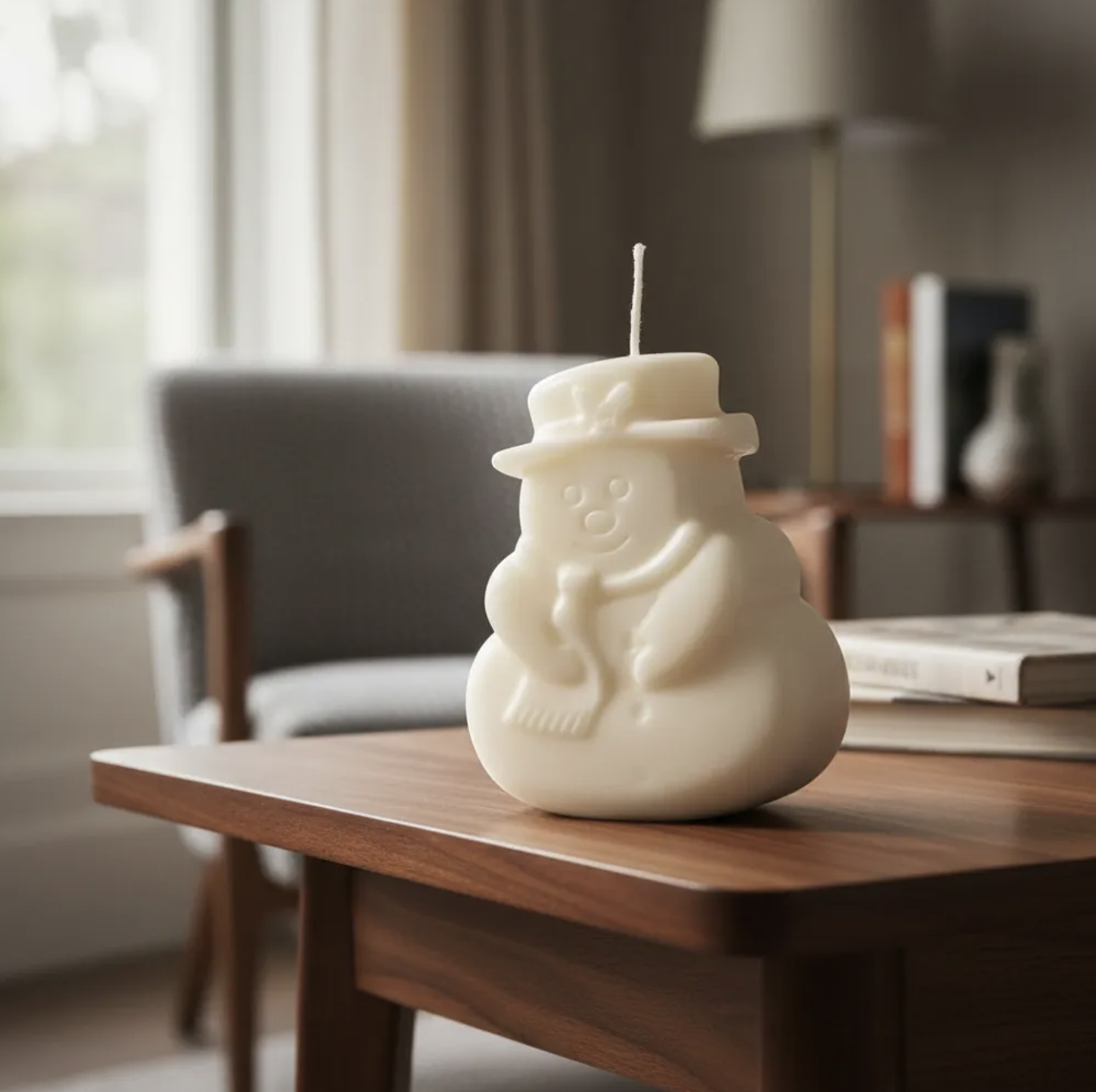 Pack 3 Velas de soja decoración con 2 viejitos pascueros y mono de nieve 8 Cm-3