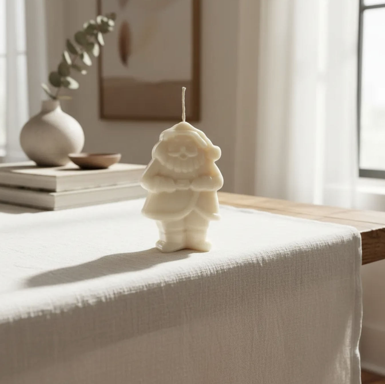 Pack 3 Velas de soja decoración con 2 viejitos pascueros y mono de nieve 8 Cm-5