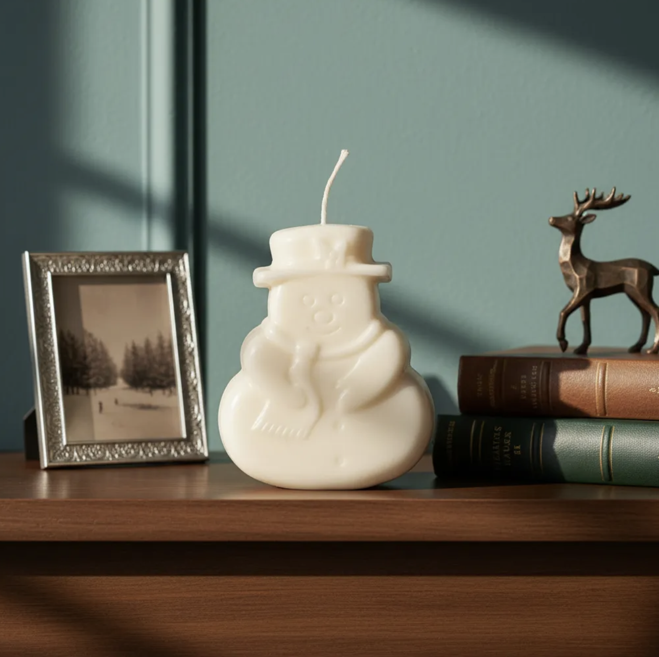 Pack 3 Velas de soja decoración con 2 viejitos pascueros y mono de nieve 8 Cm-7