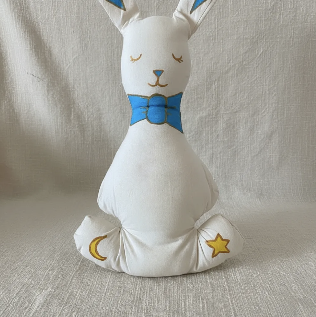 Conejo de apego pintado a mano en 100% algodón relleno antialérgico Montessori 32 cm-3