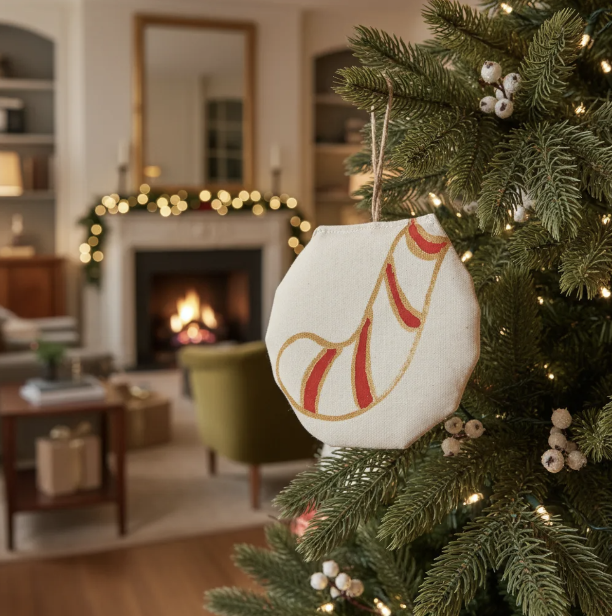 Colgantes navideños pintados a mano 6 colgantes para árbol de navidad-5