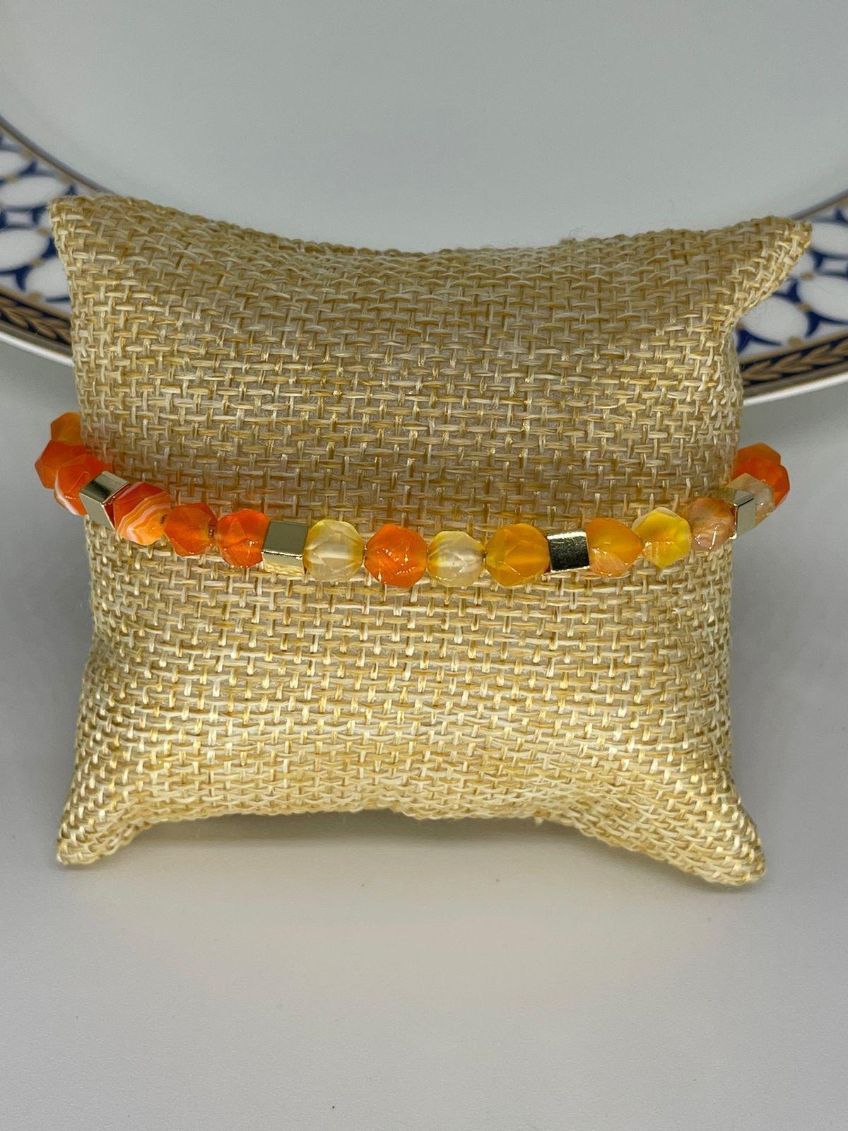 Pulsera tonos anaranjados enchapada en oro de 18k-3