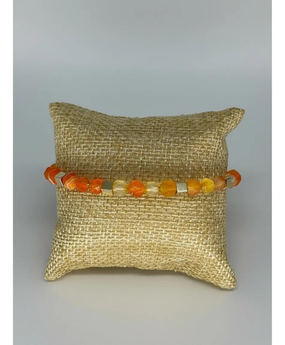 Pulsera tonos anaranjados enchapada en oro de 18k-4