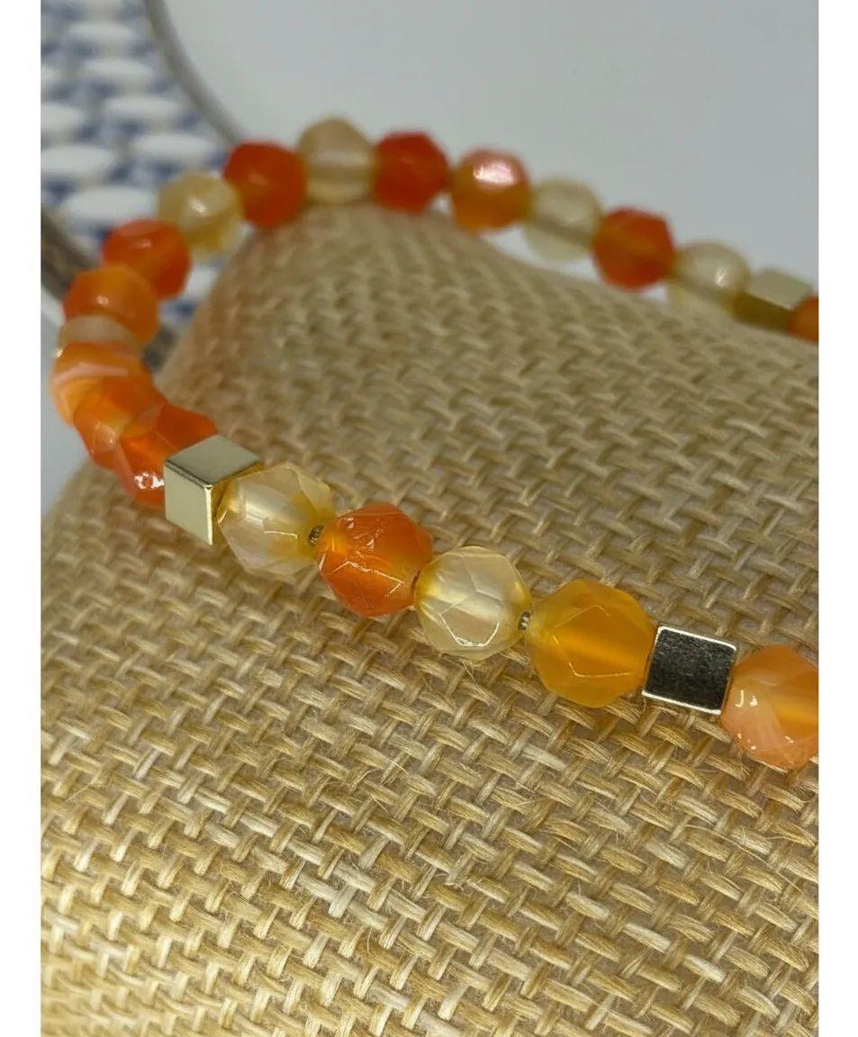 Pulsera tonos anaranjados enchapada en oro de 18k-5
