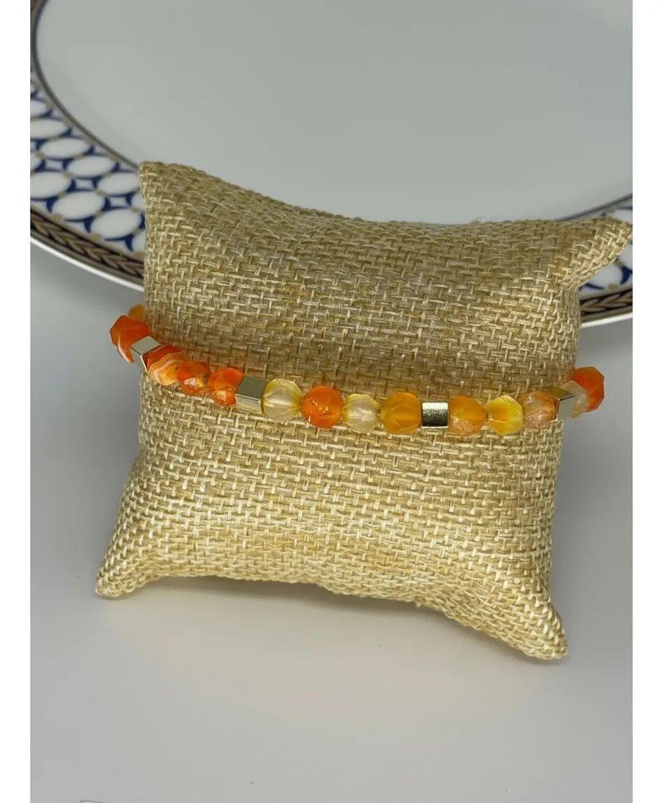 Pulsera tonos anaranjados enchapada en oro de 18k-6