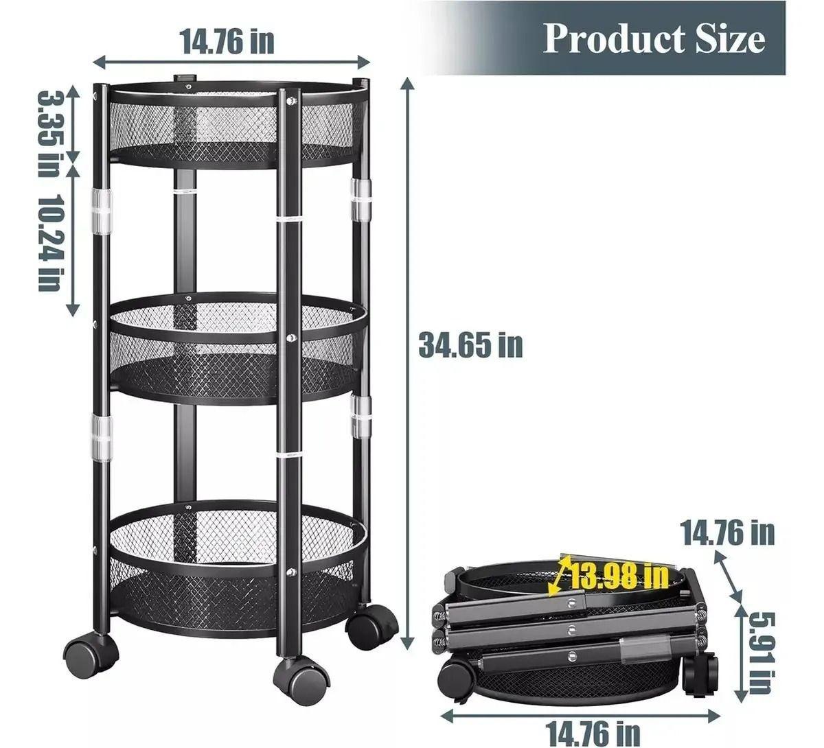 CARRO METALICO CON RUEDAS ORGANIZADOR ESTANTE PLEGABLE-2