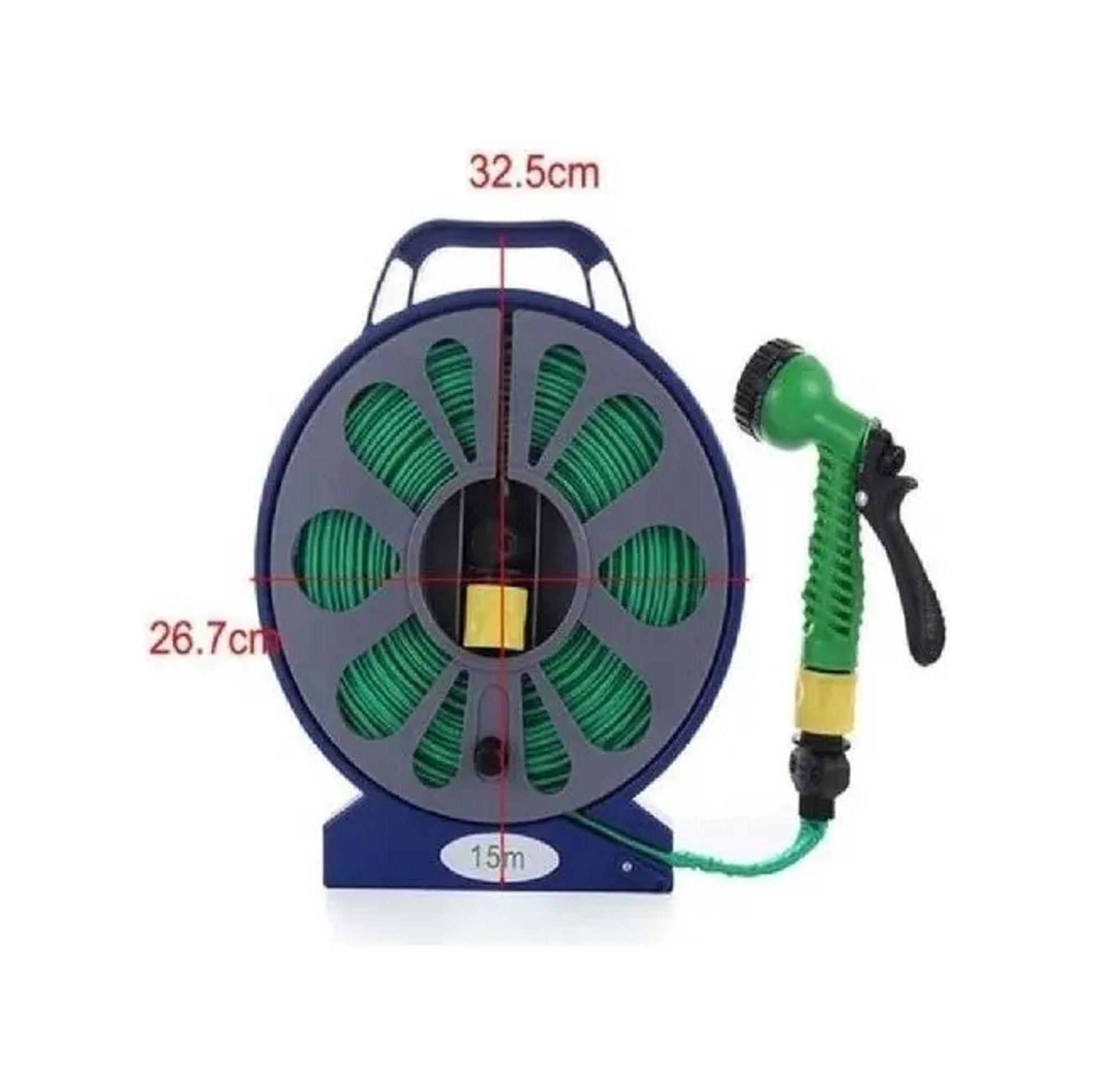 Manguera De Jardin Retractil 15mts Carrete Y Pulverizador 7 Modos-4