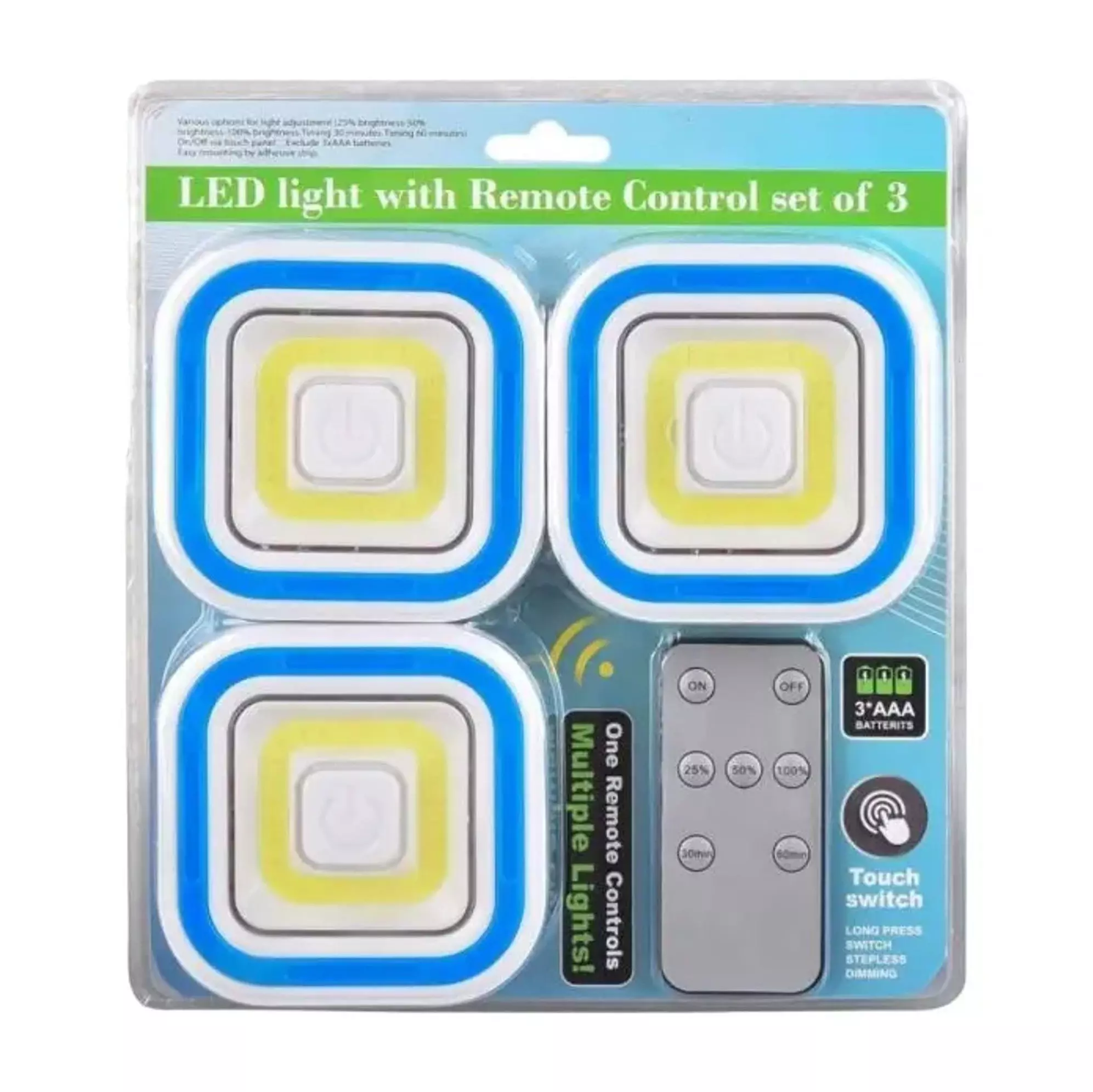X3 Pack De Luces Led Set De 3 Luces Con Control Remoto Tactil-1