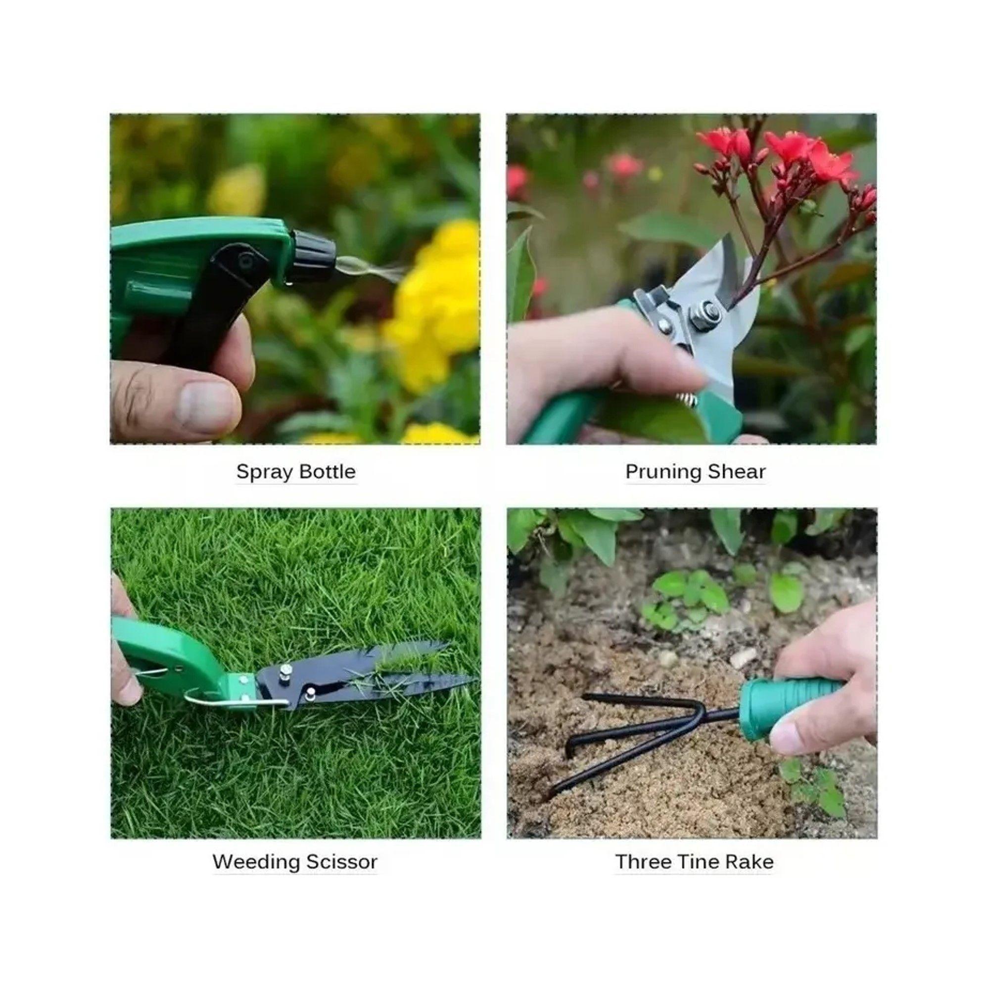 KIT JARDINERIA HERRAMIENTAS RASTRILLO PASTO TIJERA DE PODA-6