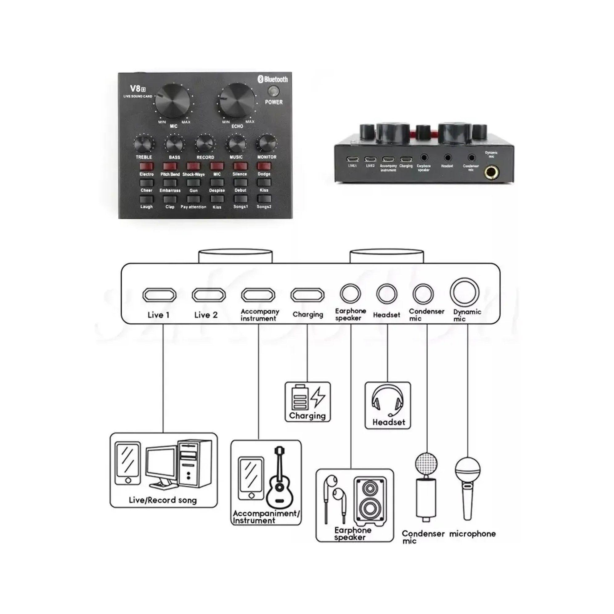 MICROFONO Y SOPORTE BRAZO TARJETA SONIDO V8-5