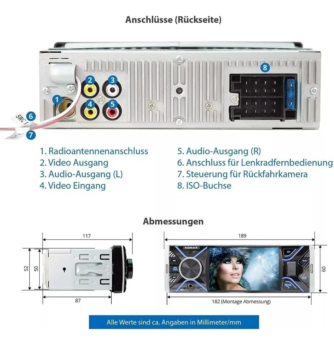 RADIO AUTO 1 DIN CON PANTALLA 4 1 BLUETOOTH USB SD CONTROL-4