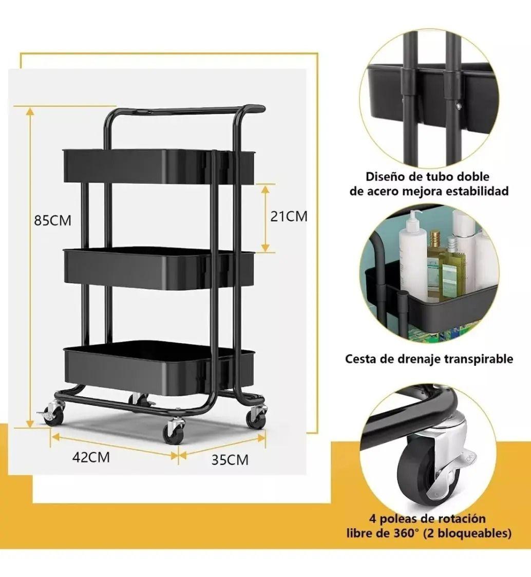 CARRO ORGANIZADOR ESTANTE DE ALMACENAMIENTO 3 NIVELES-3