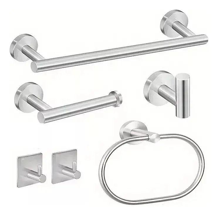 SET DE 6 ACCESORIOS DE BA O ACERO INOXIDABLE-0