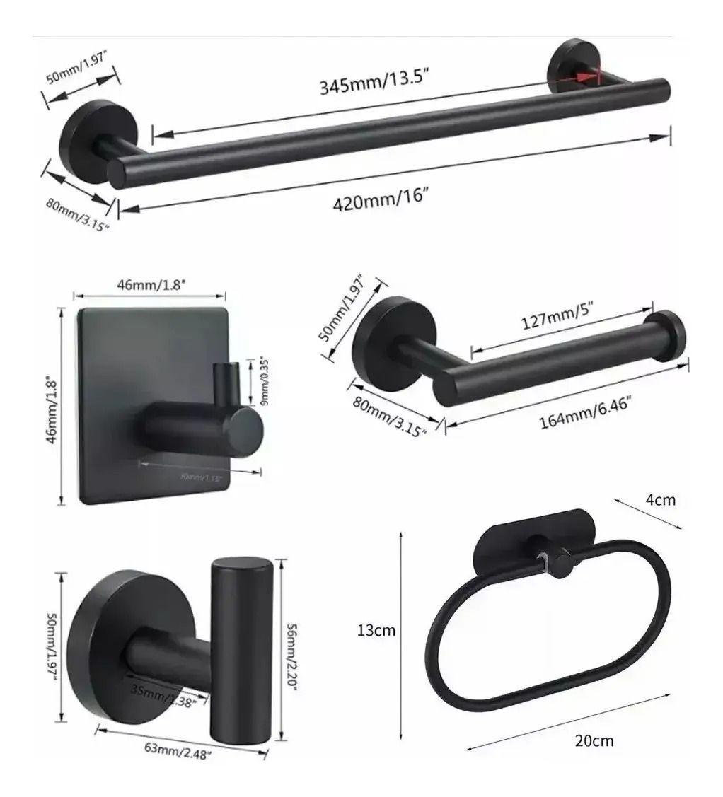 SET DE 6 ACCESORIOS DE BA O ACERO INOXIDABLE-2