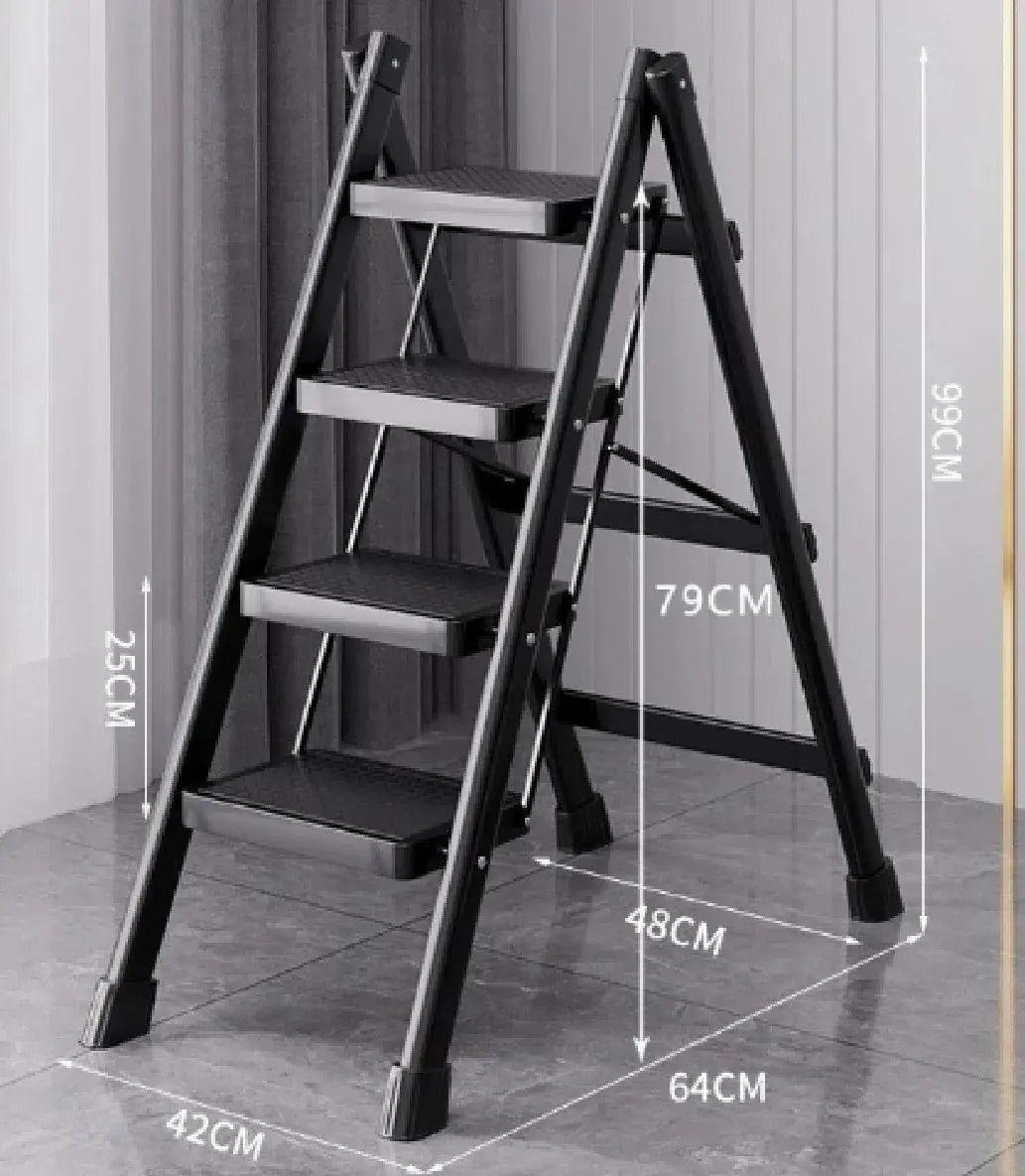 ESCALERA BANQUETA PLEGABLE 4 ESCALONES TIJERA ALUMINIO-5