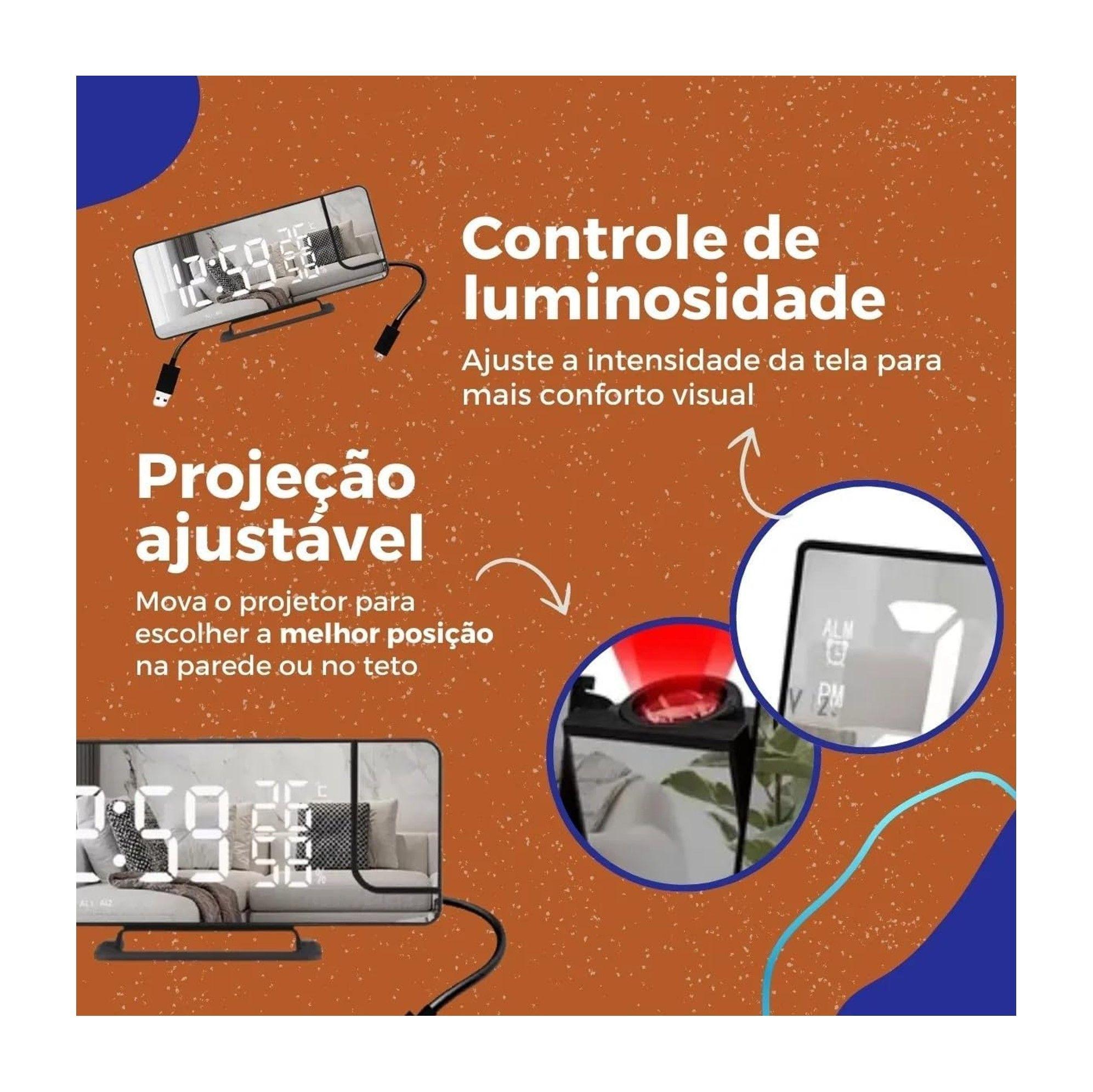 RELOJ DIGITAL LED ESPEJO PROYECTOR PARED Y PANTALLA-4