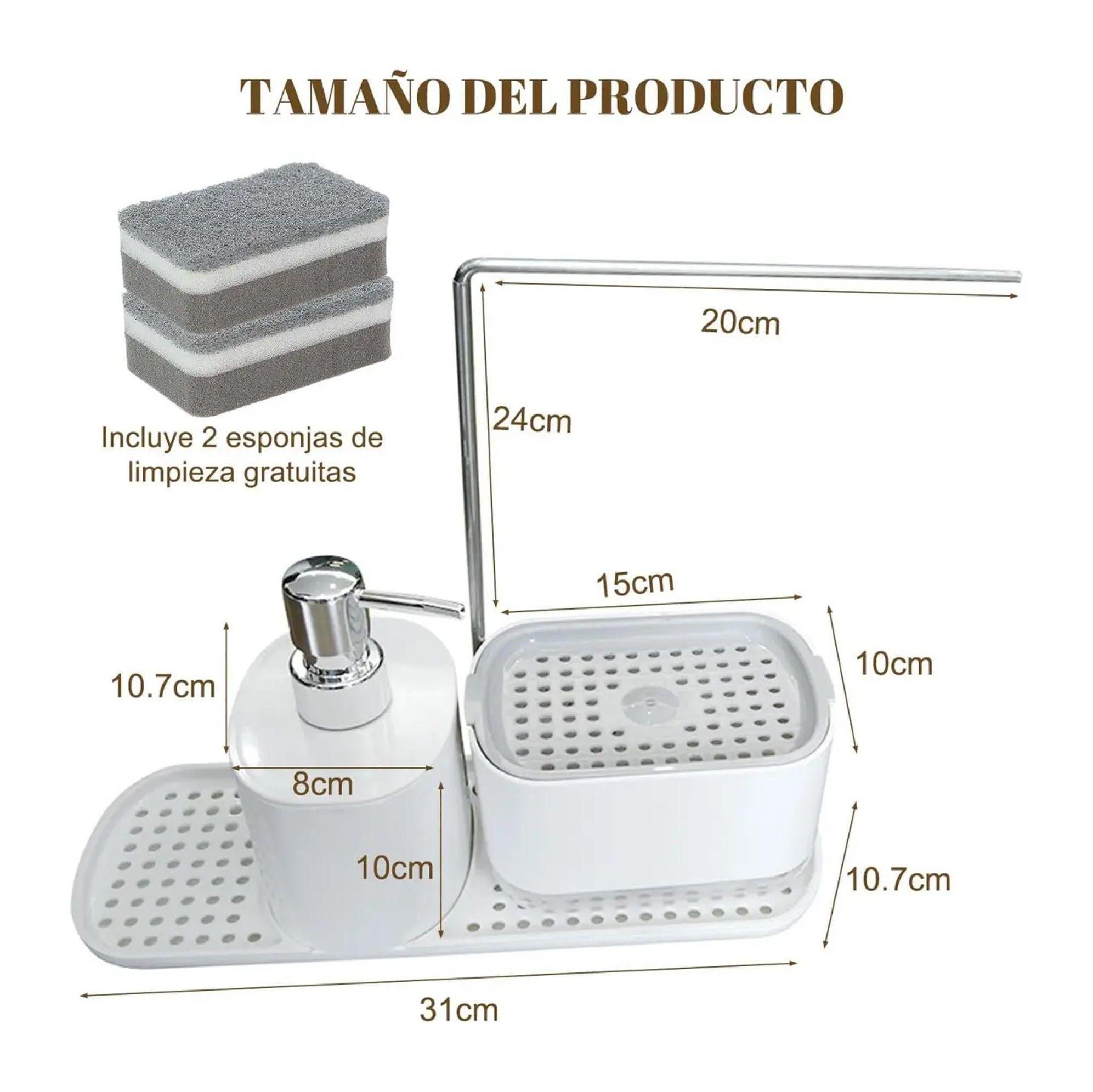 Dispensador De Jabon De Cocina Con Toallero Y Portaesponjas-2