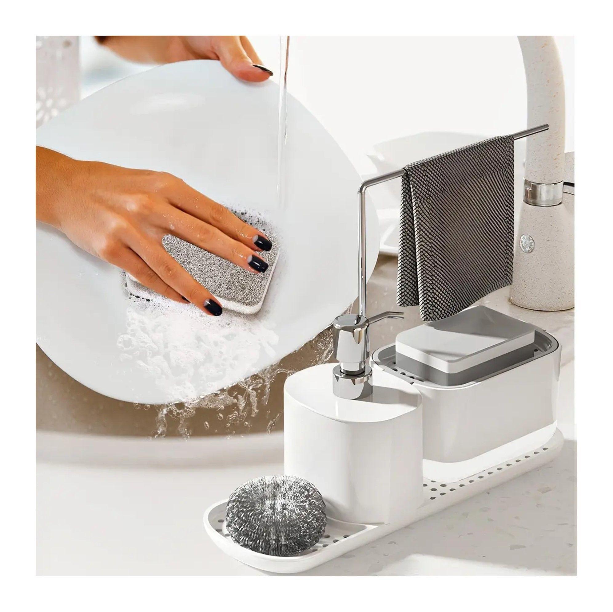 Dispensador De Jabon De Cocina Con Toallero Y Portaesponjas-3