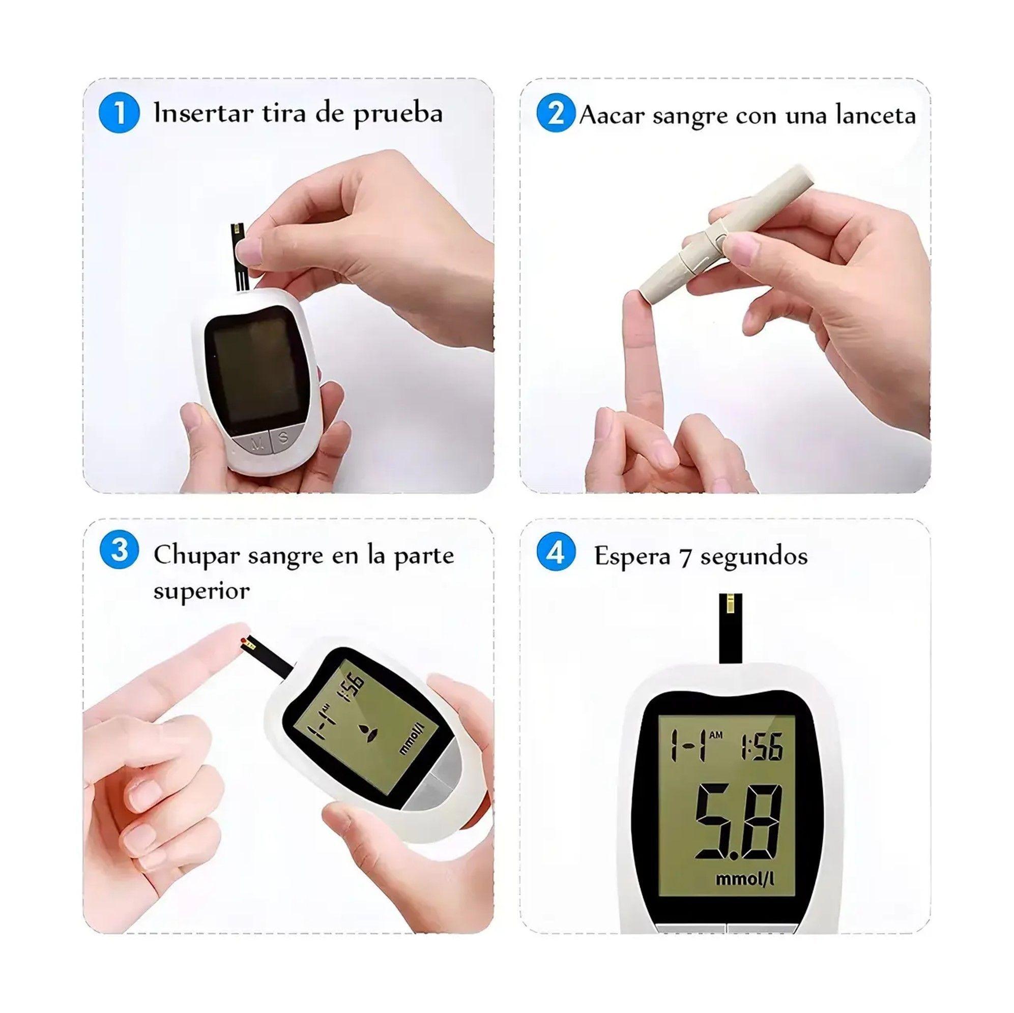 GLUCOMETRO DIGITAL MEDIDOR DE GLUCOSA 50 TIRAS Y 50 LANCETAS-3