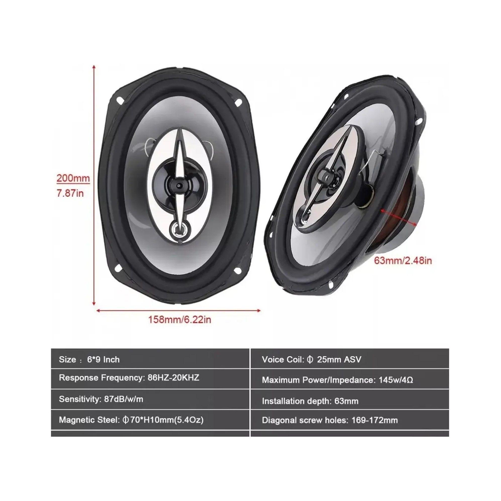 KIT 2 PARLANTES AUTO 6X9 OVALADOS 1000W COAXIAL 3 VIAS-2