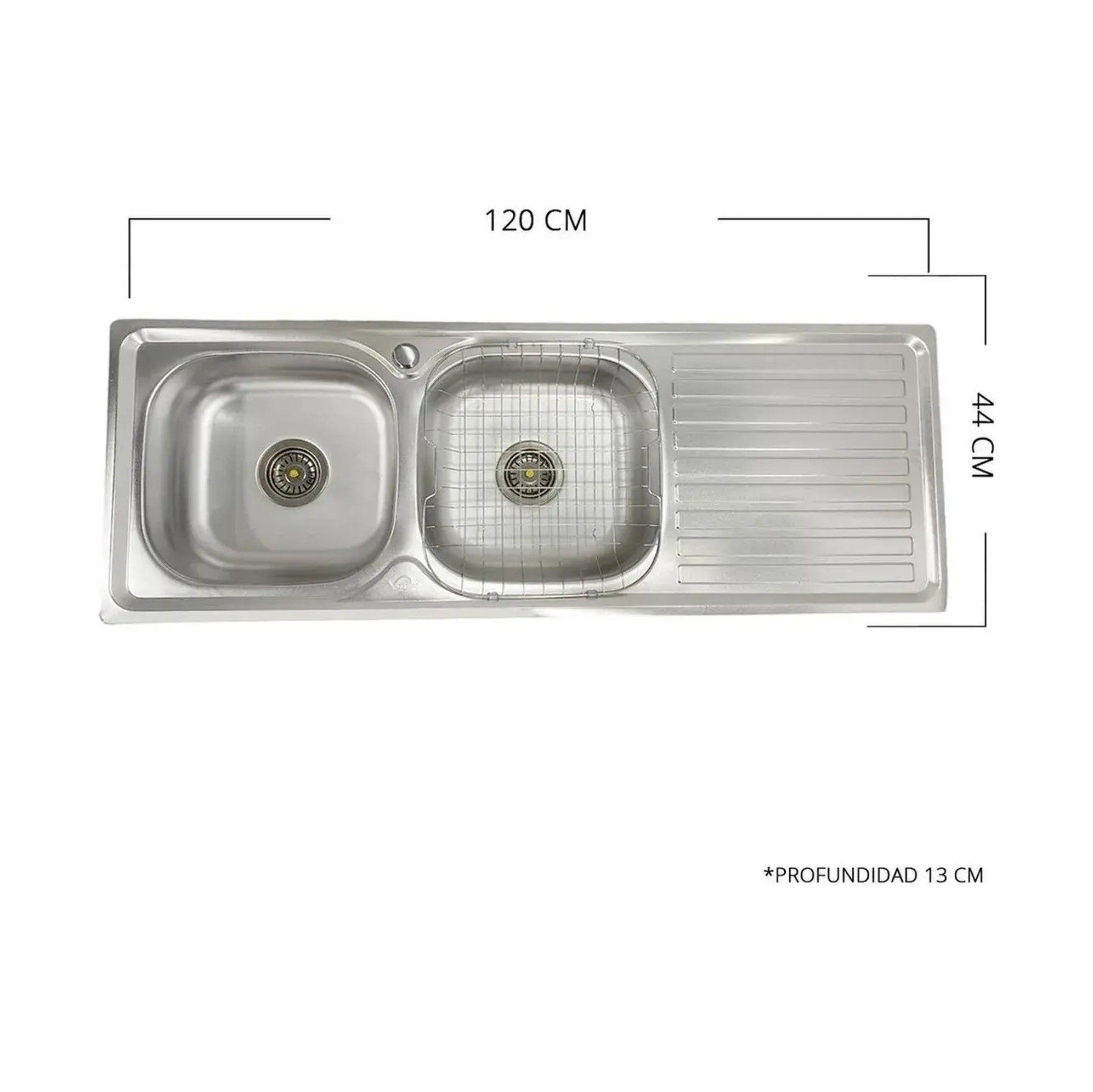 LAVAPLATOS 120X44 PARA EMPOTRAR DOBLE ACERO INOXIDABLE SECADOR LADO DERECHO-3