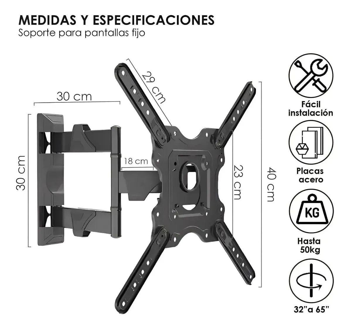 SOPORTE TV 32 65 PULGADAS 27 2KG BRAZO ARTICULADO PARED-4