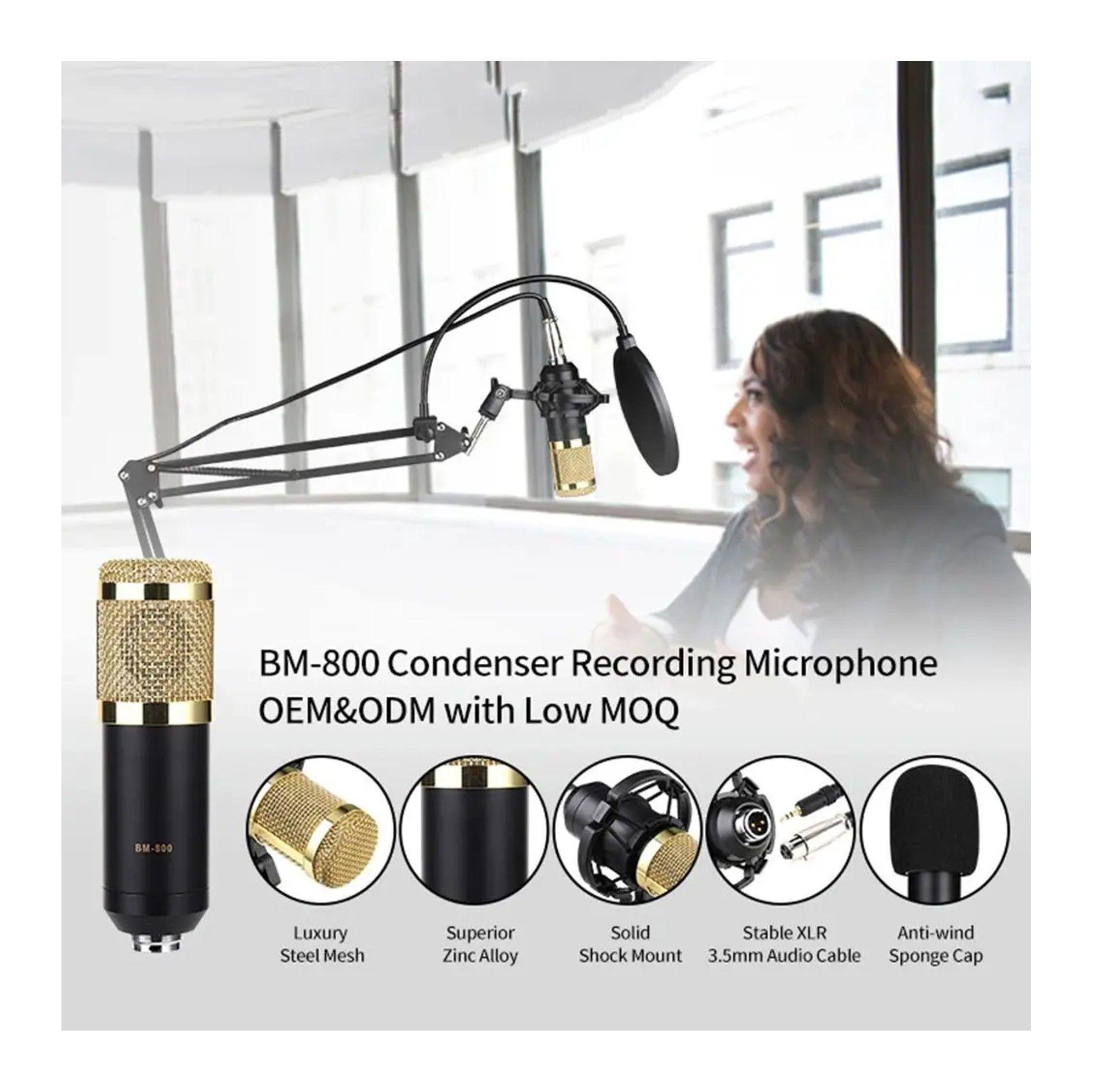 KIT MICROFONO ESTUDIO CONDENSADOR PROFESIONAL SOPORTE BRAZO-3