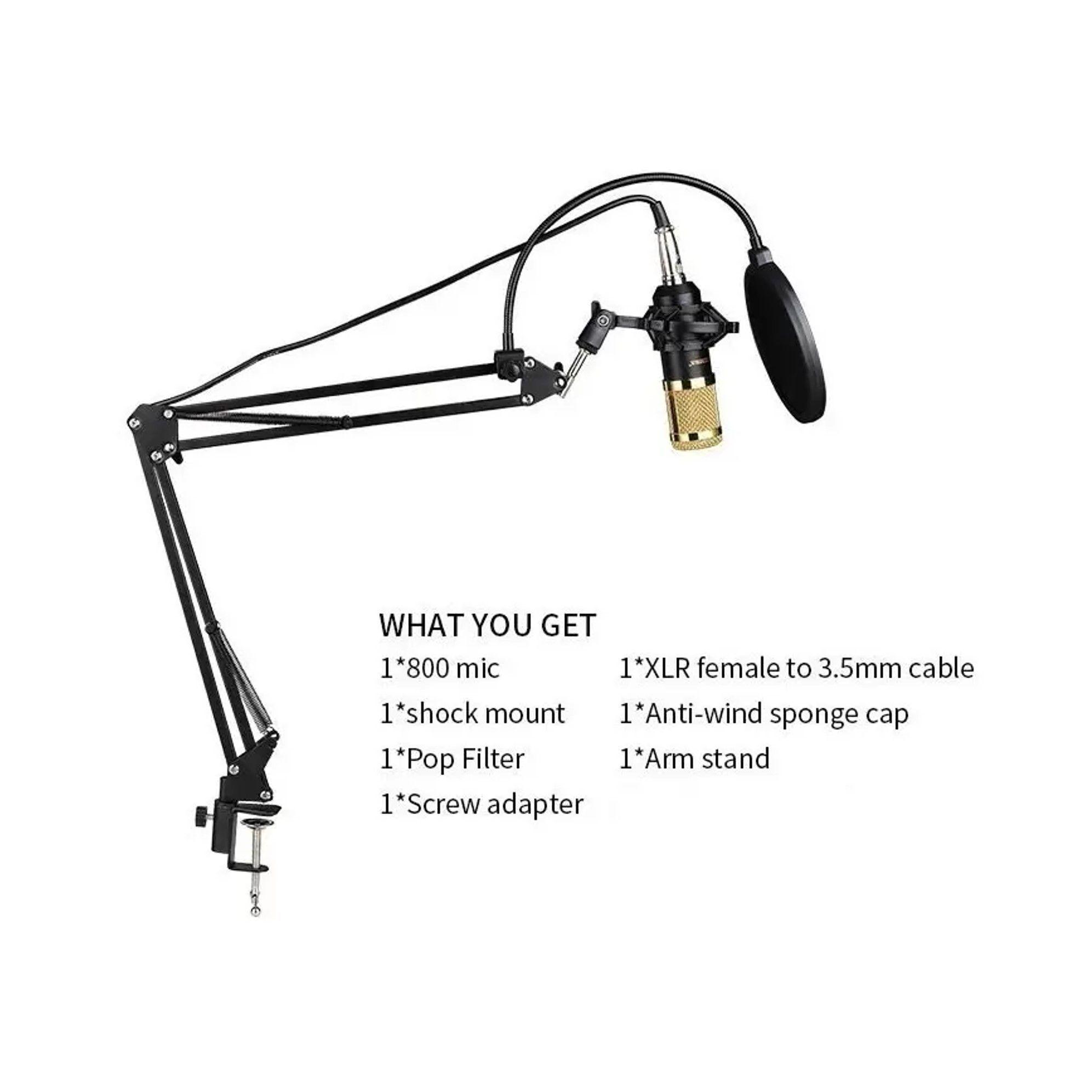 KIT MICROFONO ESTUDIO CONDENSADOR PROFESIONAL SOPORTE BRAZO-4