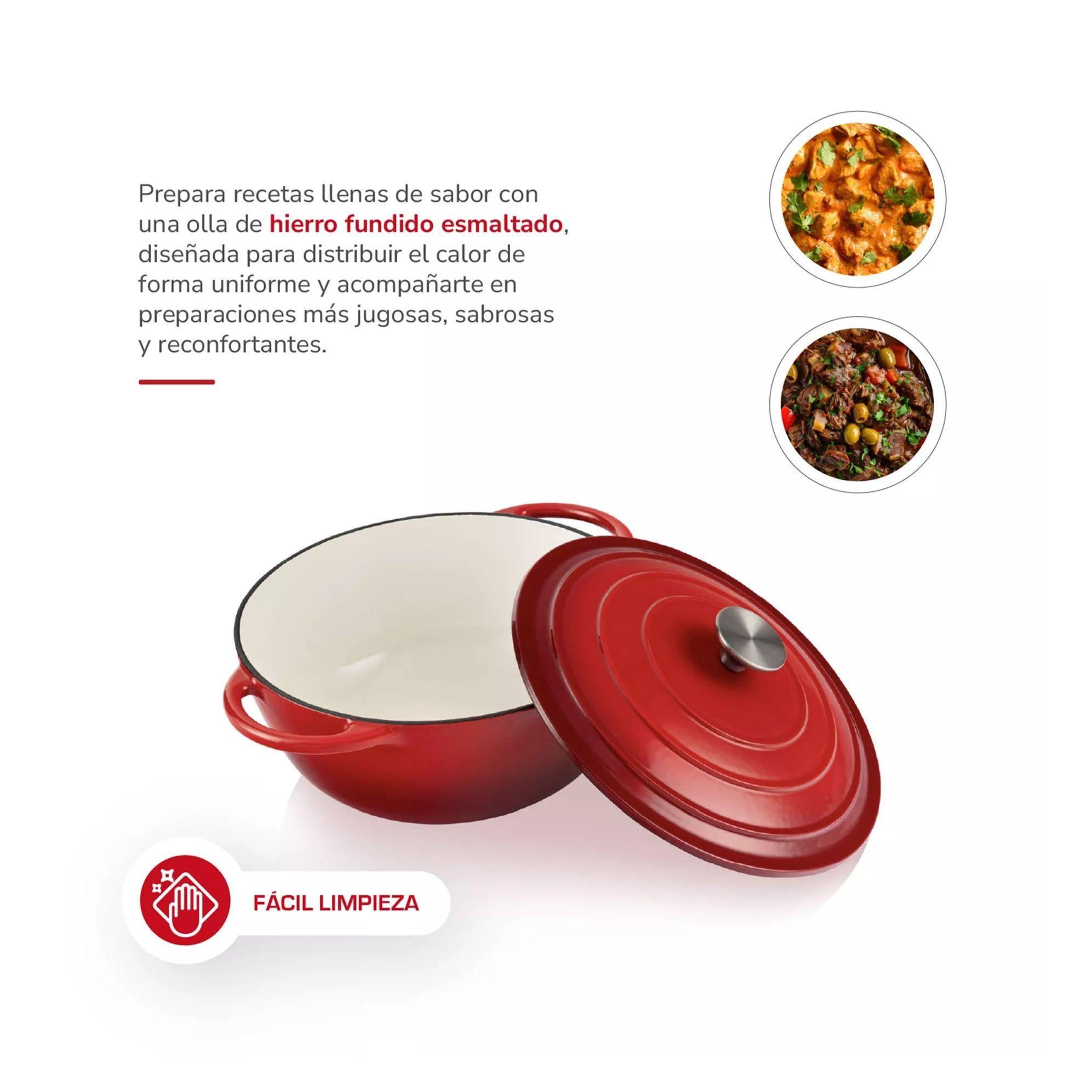 Olla Cacerola De Hierro Fundido Antiadherente 24cm-3