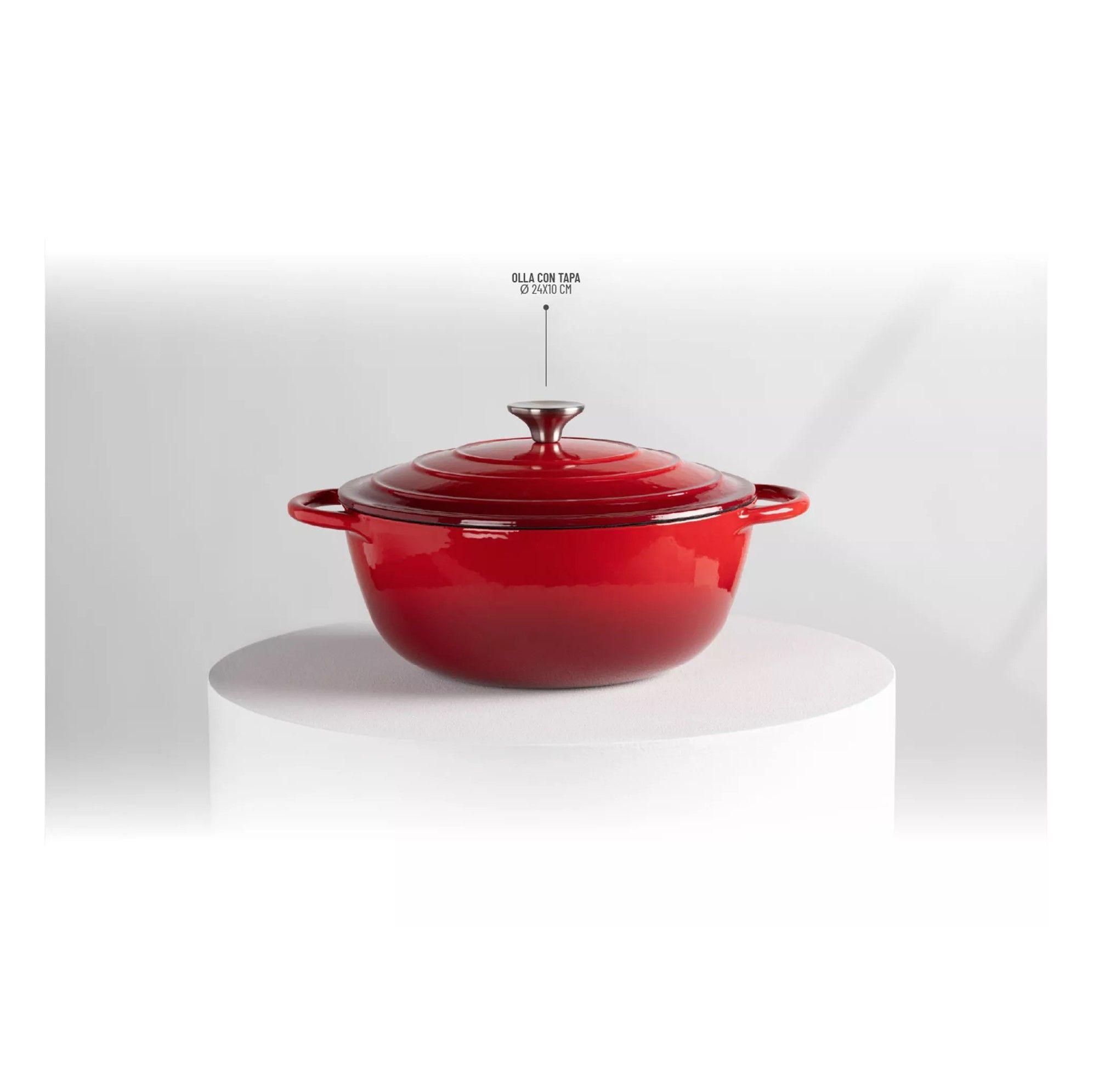 Olla Cacerola De Hierro Fundido Antiadherente 24cm-5