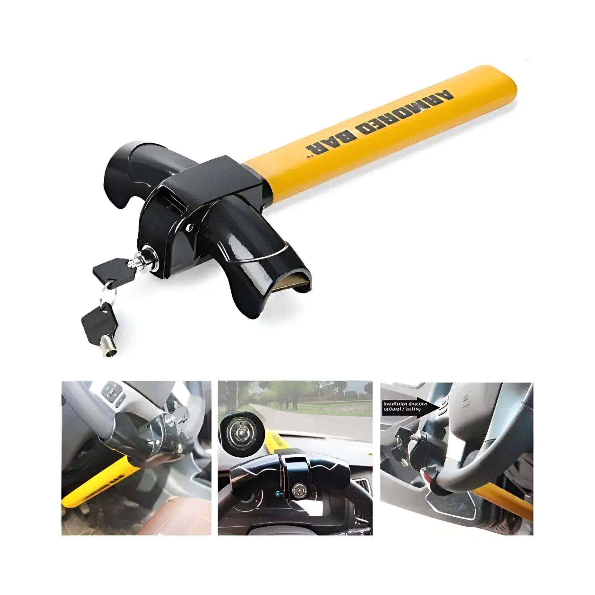 TRABA VOLANTES ANTI ROBO SEGUIRDAD AUTO TIPO T CON 2 LLAVE-6