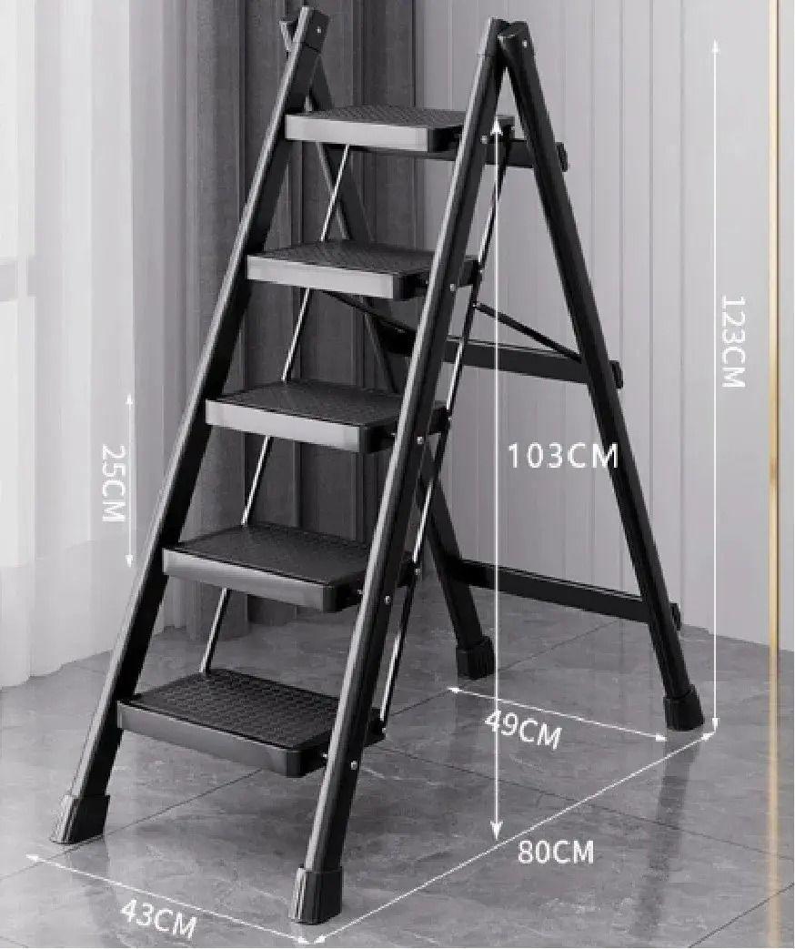 ESCALERA BANQUETA PLEGABLE 5 ESCALONES TIJERA DE ALUMINIO-3