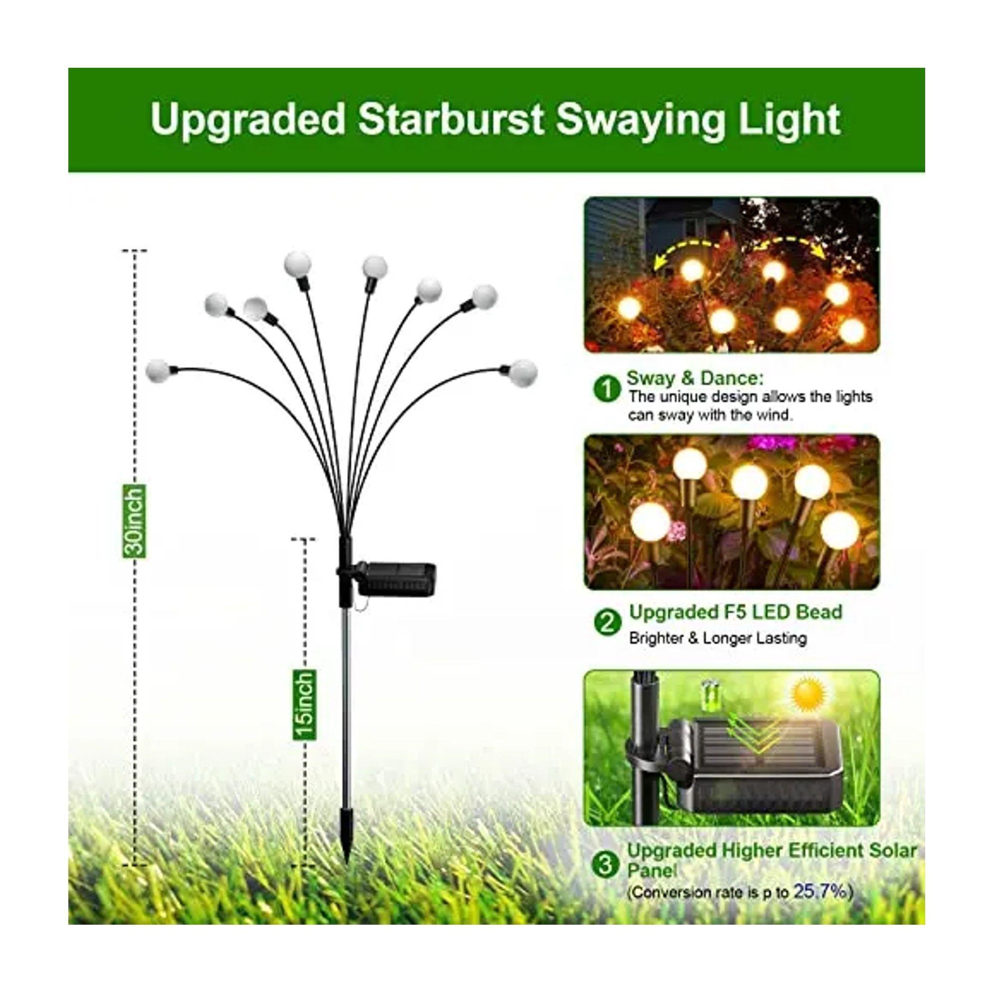 Pack x2 Luces Led Carga Solar Para Jardin Estacas Luciernagas-2