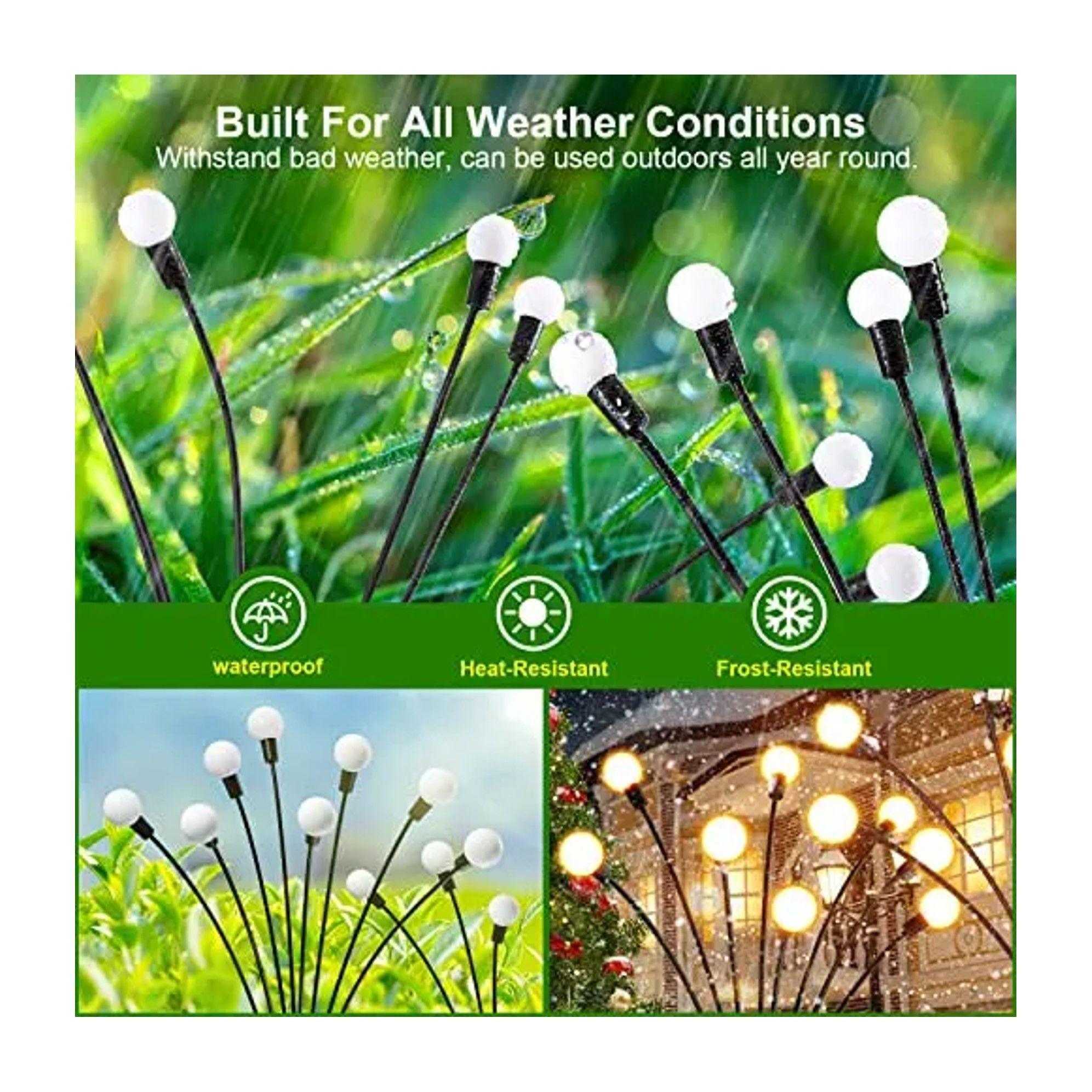 Pack x2 Luces Led Carga Solar Para Jardin Estacas Luciernagas-5