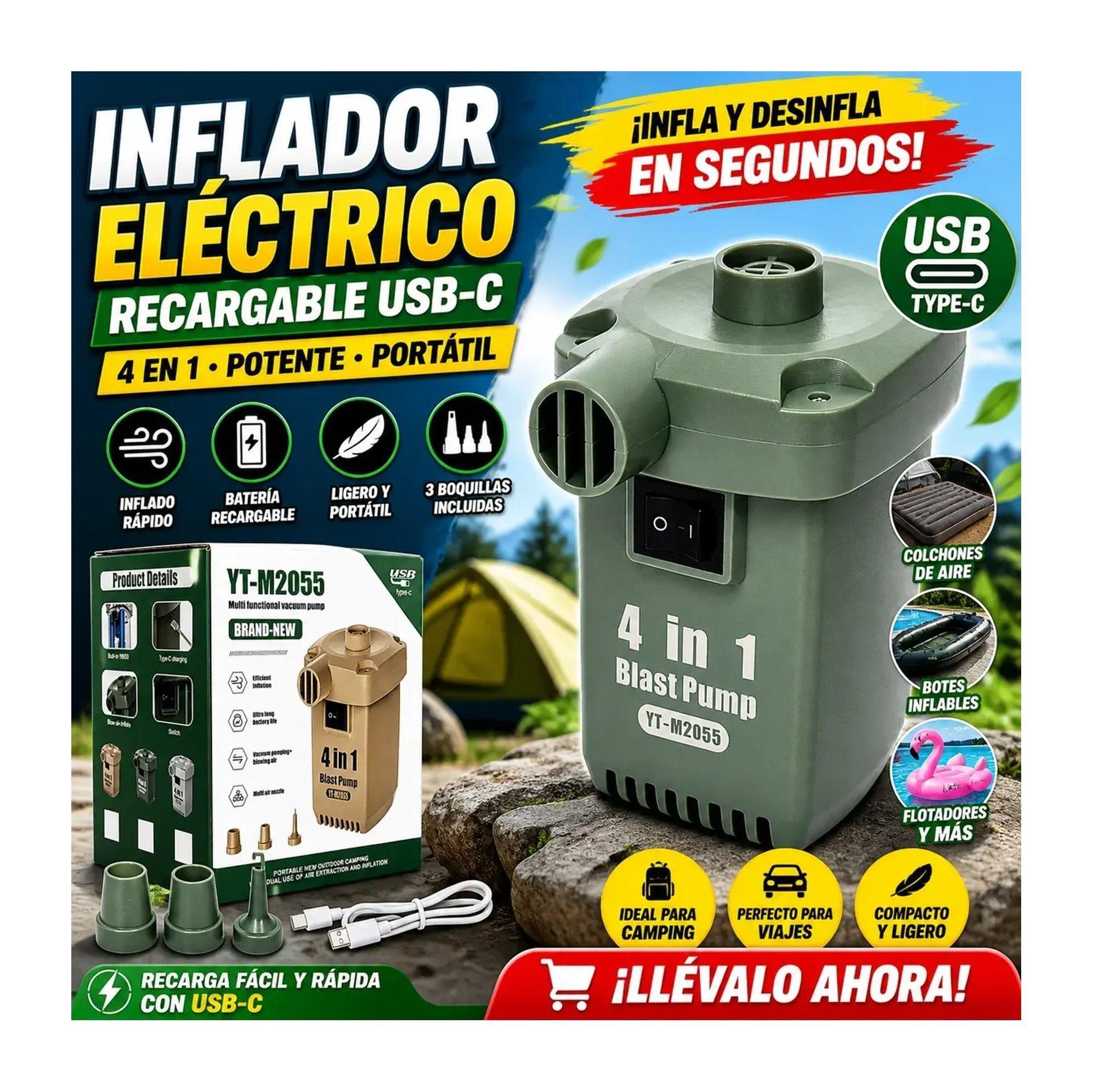 Inflador Electrico Recargable 4 en 1 Usb C Portatil-2