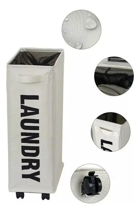 CANASTO DE ROPA SUCIA CON RUEDAS LAUNDRY LAVANDERIA-2