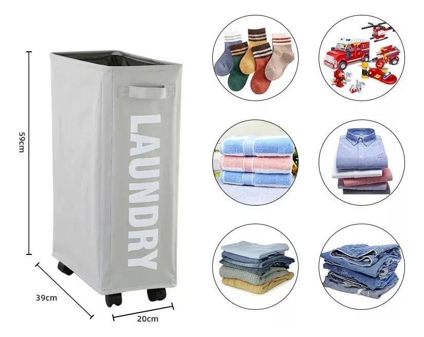 CANASTO DE ROPA SUCIA CON RUEDAS LAUNDRY LAVANDERIA-3