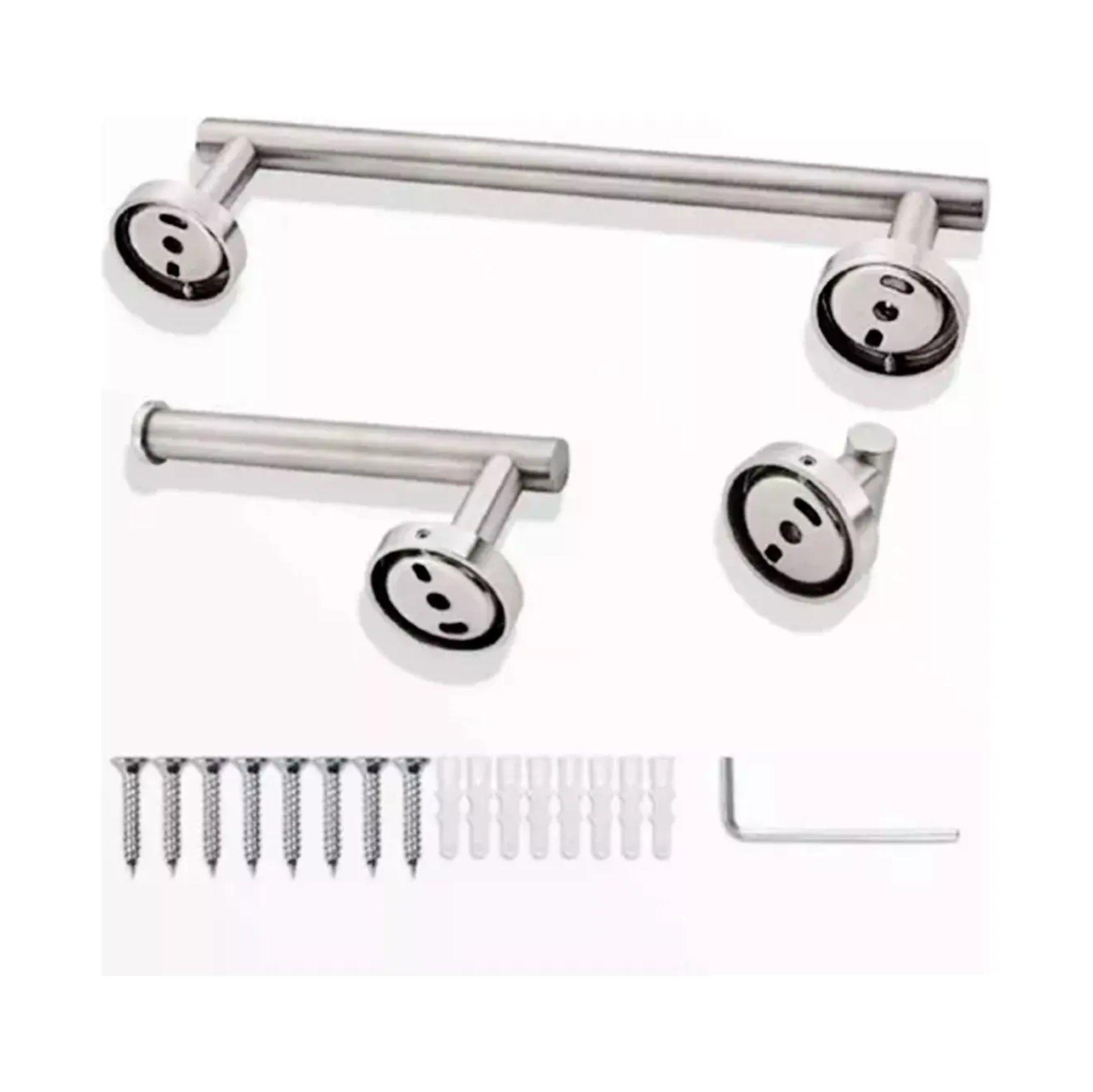 SET DE 5 ACCESORIOS DE BA O ACERO INOXIDABLE-1